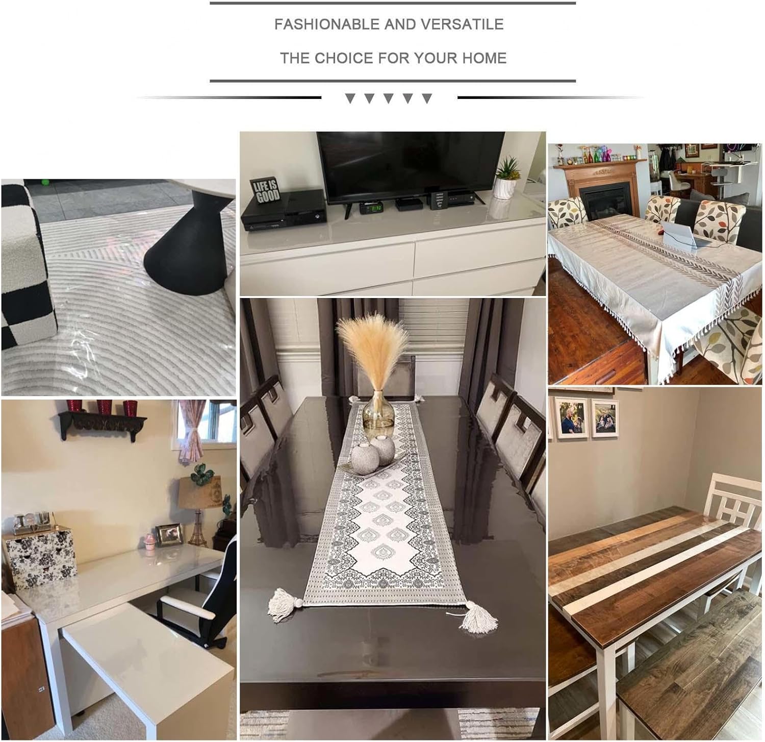 PVC Dining Table Cover Protector,Clear tablecloths for Rectangle Tables,Vinyl Waterproof Protector mat,Transparent Soft Glass,1mm