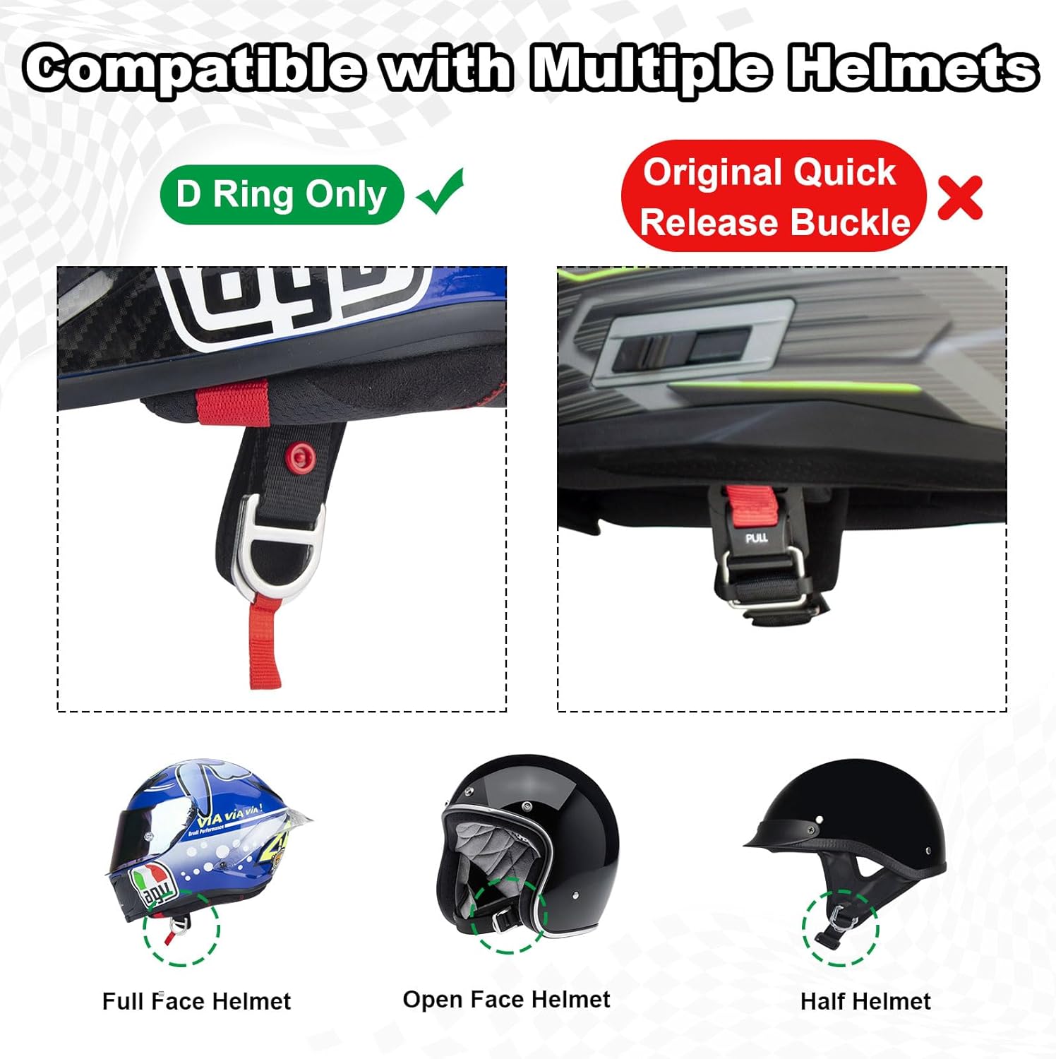 Kit de hebilla de liberación rápida para casco, adaptador de casco de trinquete de acero inoxidable para correa de barbilla de hasta 1 pulgada,