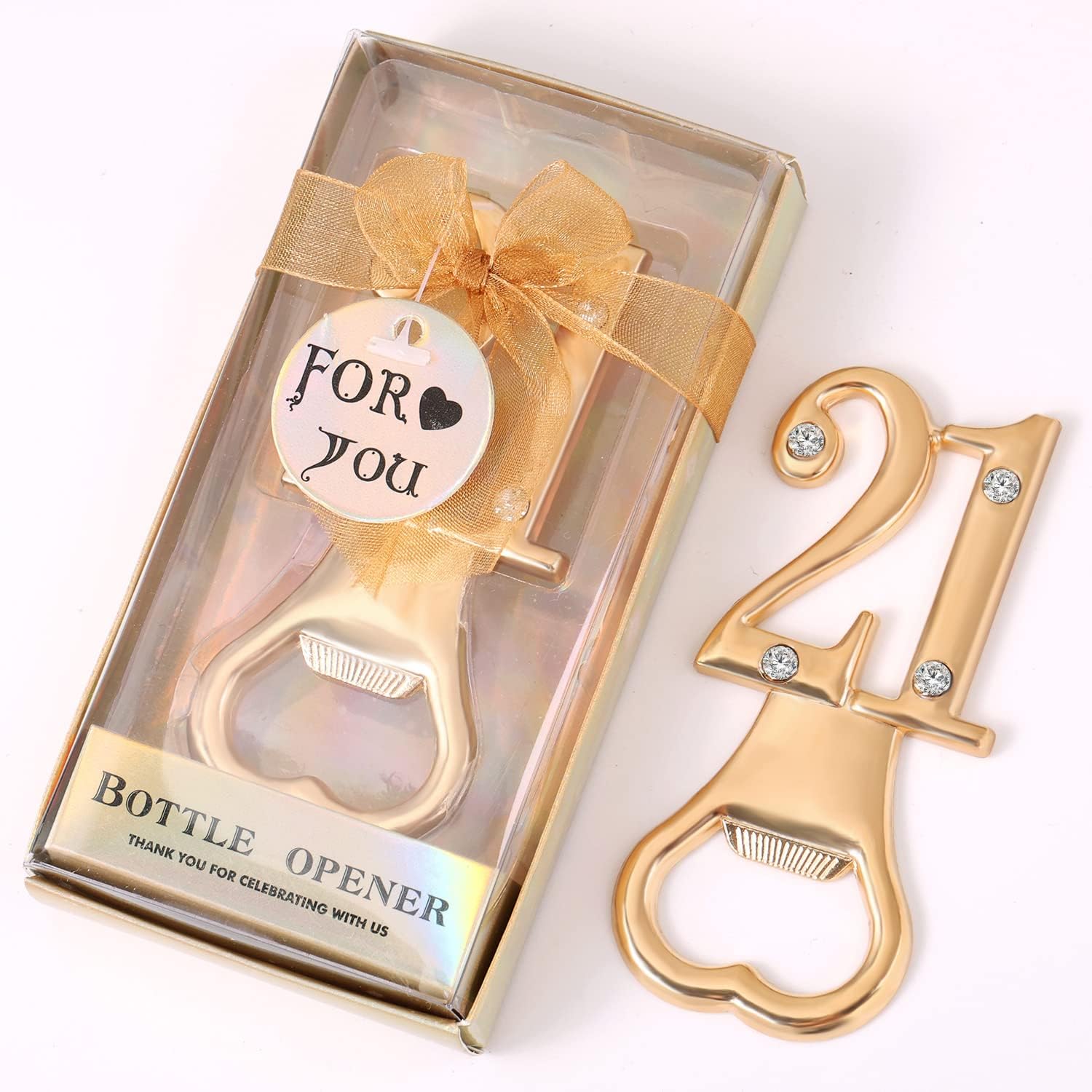 Paquete de 24 abridores creativos de botellas para regalos de fiesta de cumpleaños 21 o aniversario de boda, regalos de fiesta de cumpleaños con