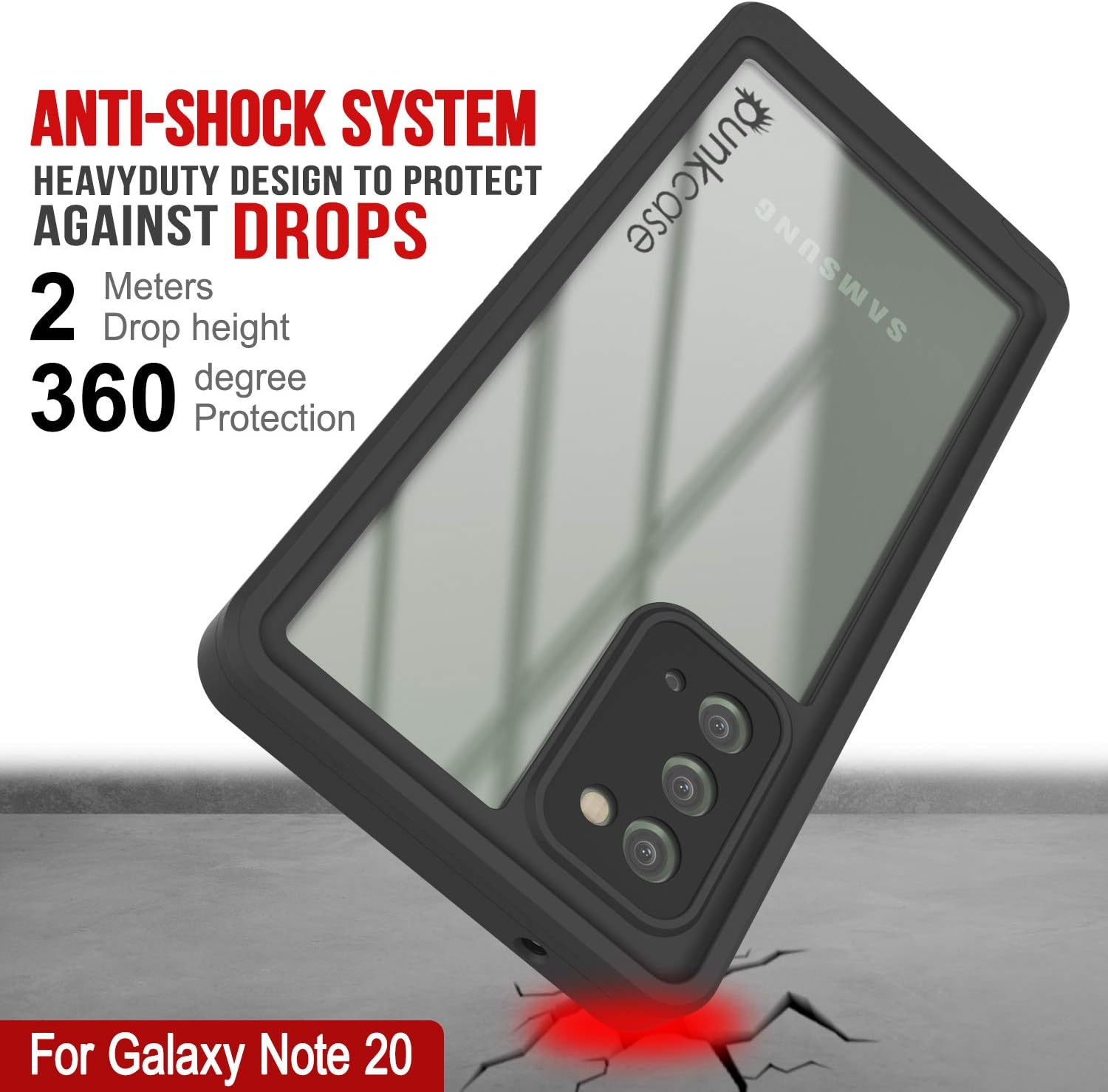 Punkcase Funda impermeable Note 20 Serie Extrema ajuste delgado certificado IP68 a prueba de golpes a prueba de suciedad a prueba de nieve cubierta