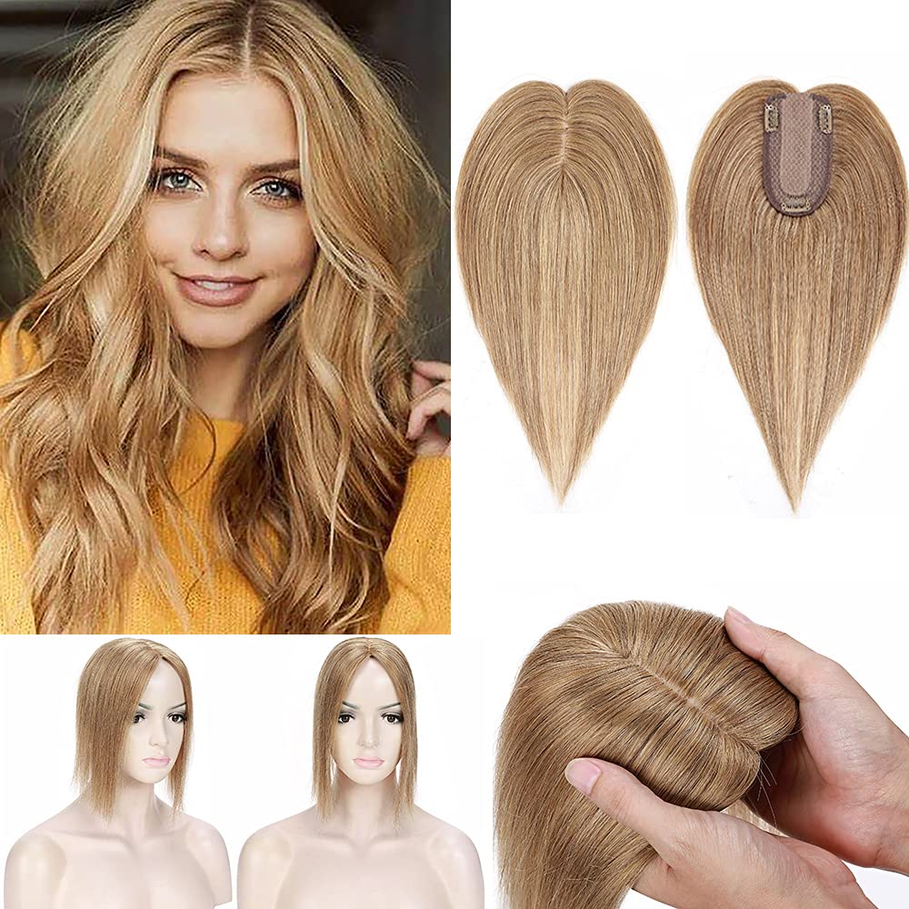 SEGO Toppers de cabello humano para mujeres con cabello fino, sin flequillo, 100% cabello humano real, pelucas de cabello humano superior, pelucas