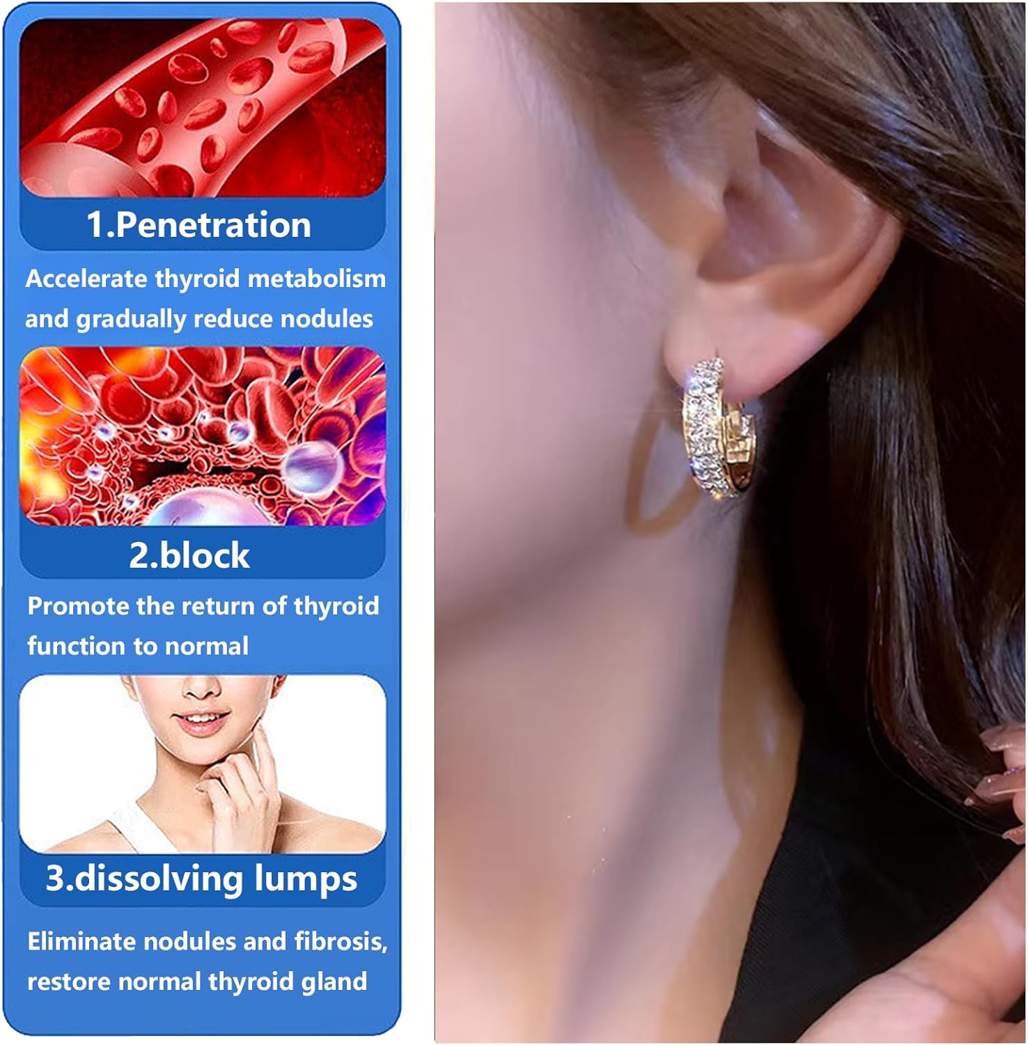 2 pares de aretes de aro de actividad linfática, aretes de aro pequeños de actividad linfática, drenaje linfático, magneterapia de germanio, aretes