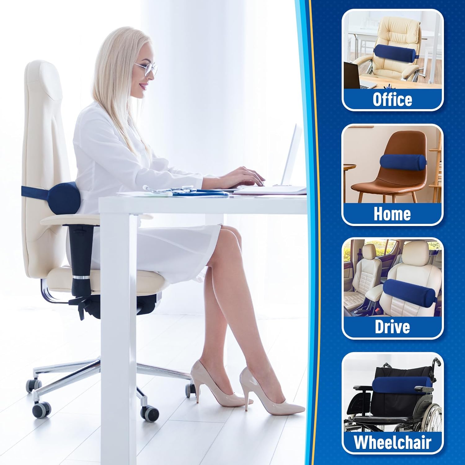 CushZone Cojín de asiento, almohada de soporte lumbar para silla de oficina, automóvil, silla de juegos, cojín de respaldo de espuma viscoelástica