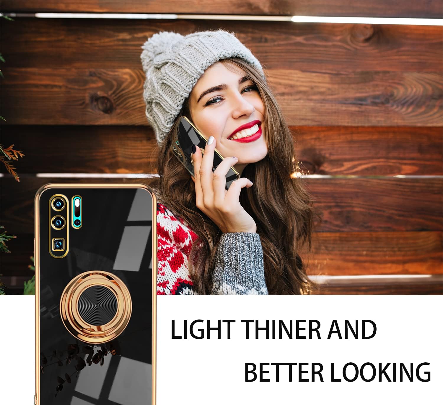 Compatible con Huawei P30 Pro Case Ring Holder Magnet Green, Huawei P30 Pro Funda de teléfono Funda de silicona a prueba de golpes Funda delgada de
