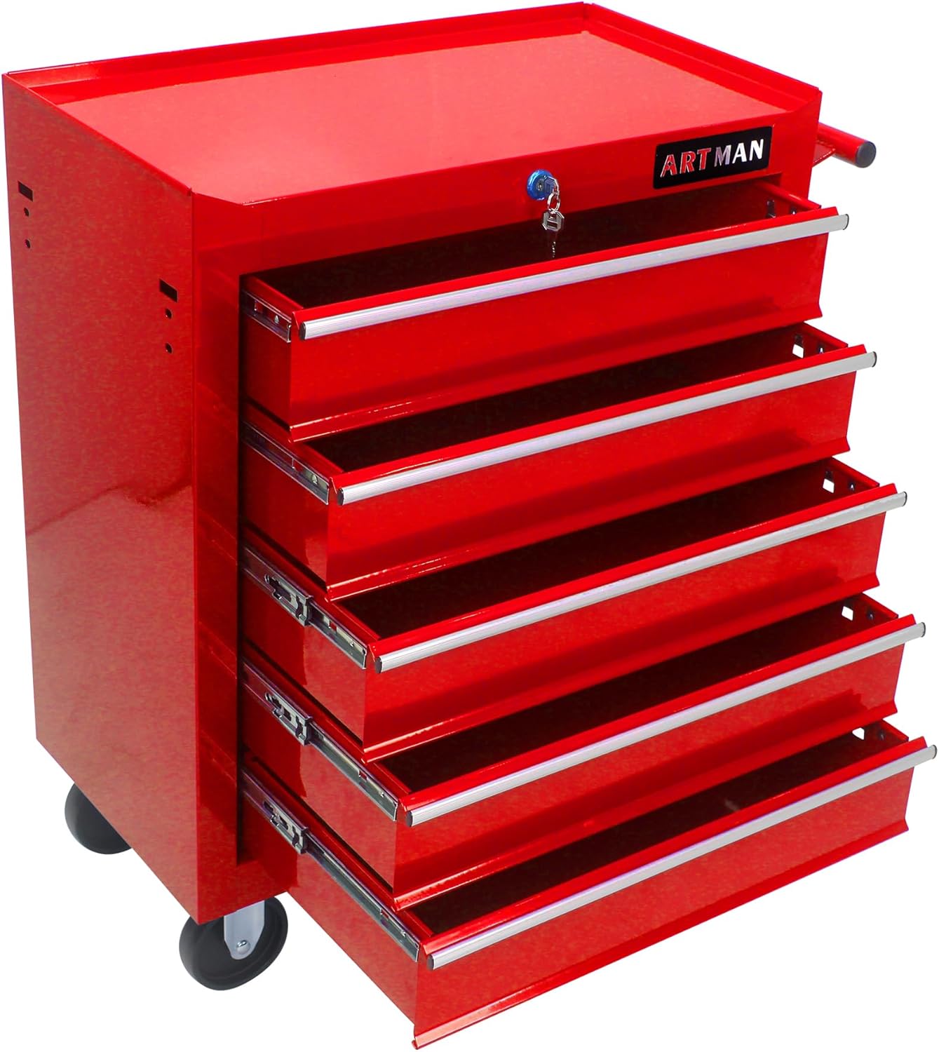 Caja de herramientas con ruedas de 5 cajones con ruedas, carrito de herramientas multifuncional, gabinete de almacenamiento de herramientas