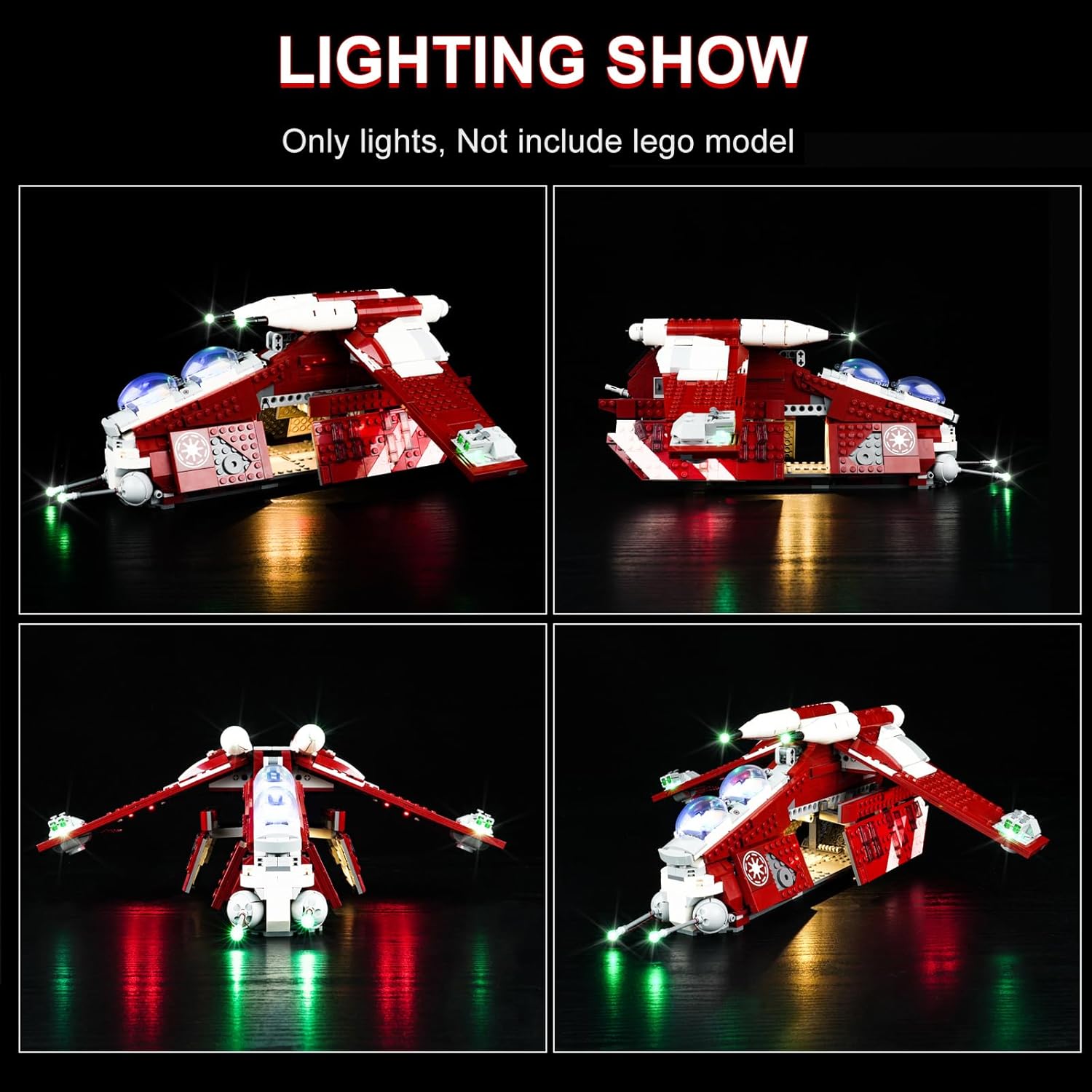 Kit de iluminación LED para Lego Star Wars The Clone Wars Coruscant Guard Gunship 75354, luz LED compatible con modelos de bloques de construcción