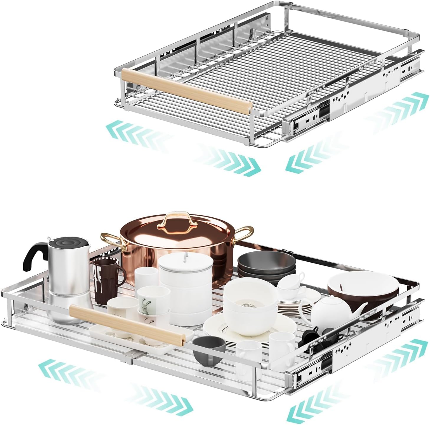 Paquete de 2 organizadores extensibles extraíbles para gabinetes, ancho ajustable 17.1  28 pulgadas de ancho x 22.5 pulgadas de profundidad,