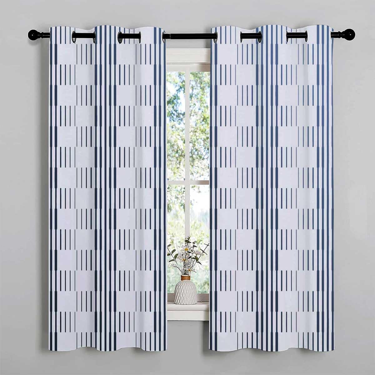 Cortinas De Cocina Modernas Light Color Geometry Lattice Line Modern Divider Curtain for Room Separation Drapes 72Inch Width by 72Inch Length,2