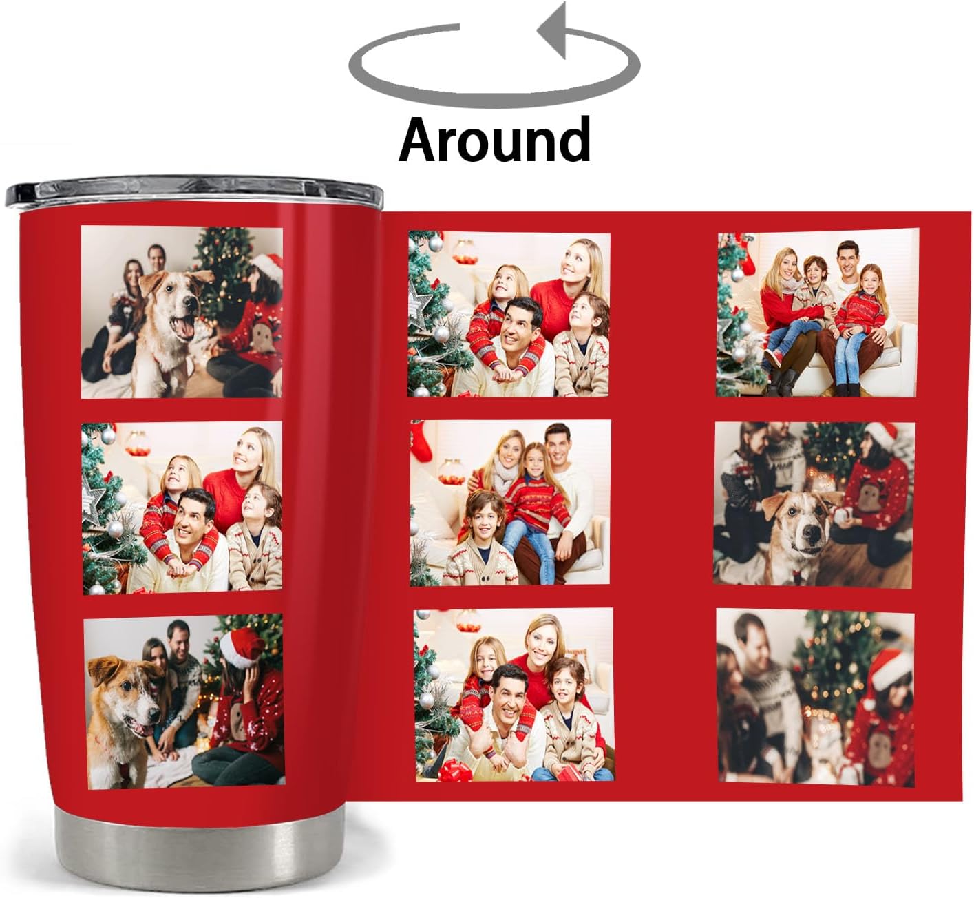 YESCUSTOM Taza de café personalizada con imágenes para hombres y mujeres, 3020 onzas, vaso personalizado de 1 a 9 fotos, taza de acero inoxidable,