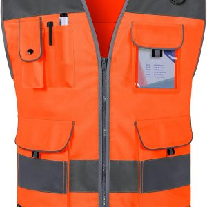 TCCFCCT – Chaleco de alta visibilidad, chaleco de seguridad reflectante para trabajo con 9 bolsillos para hombres y mujeres, chaleco con tiras TCCFCCT – Chaleco de alta visibilidad, chaleco de seguridad reflectante para trabajo con 9 bolsillos para hombres y mujeres, chaleco con tiras