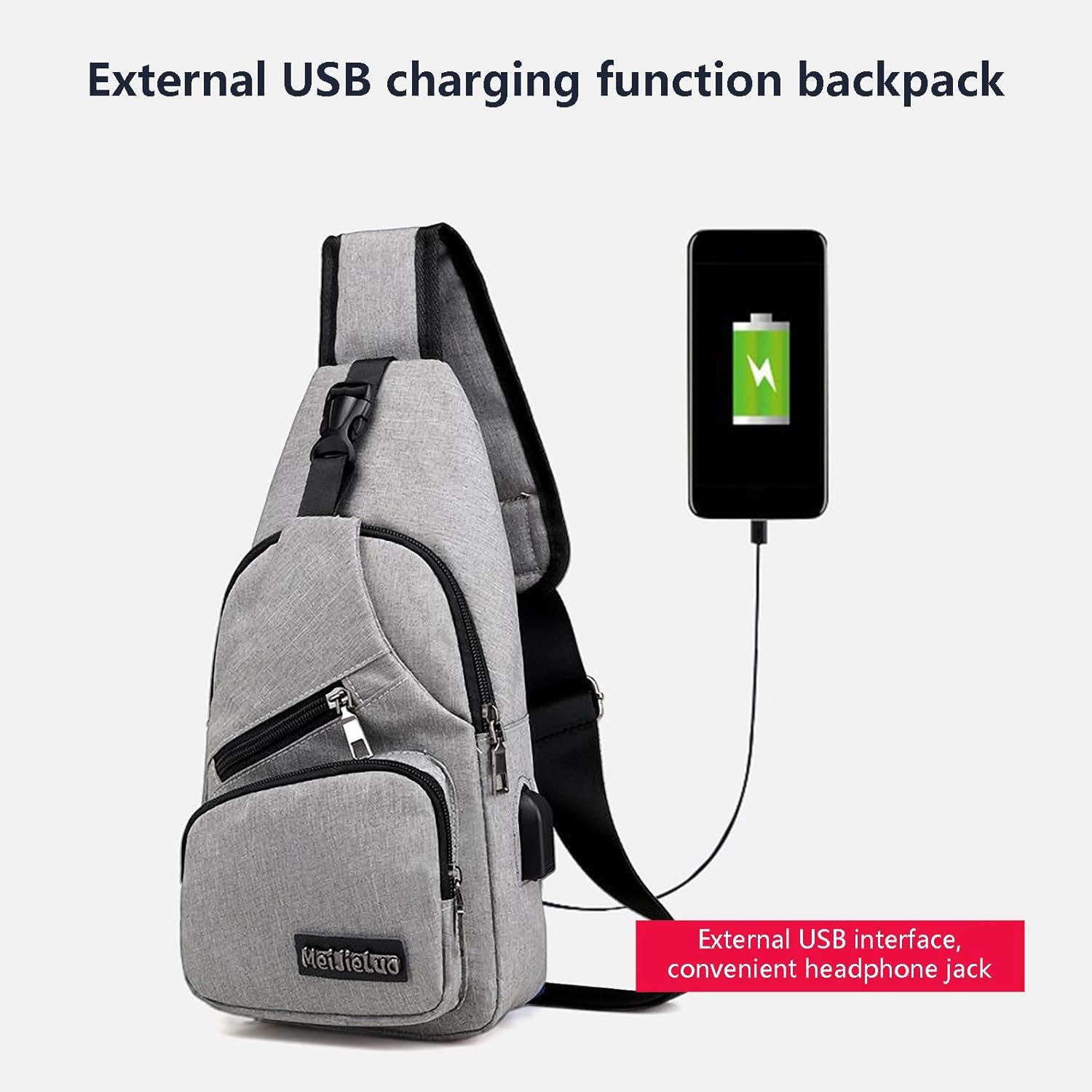 sdhkgrrt Bolso cruzado multiusos para hombre y mujer, mochila con correa impermeable, bolsa de senderismo al aire libre con agujero para auriculares