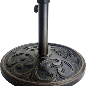 Sunnyglade Base de sombrilla redonda envejecida para patio de 18 pulgadas, 22 libras Sunnyglade Base de sombrilla redonda envejecida para patio de 18 pulgadas, 22 libras