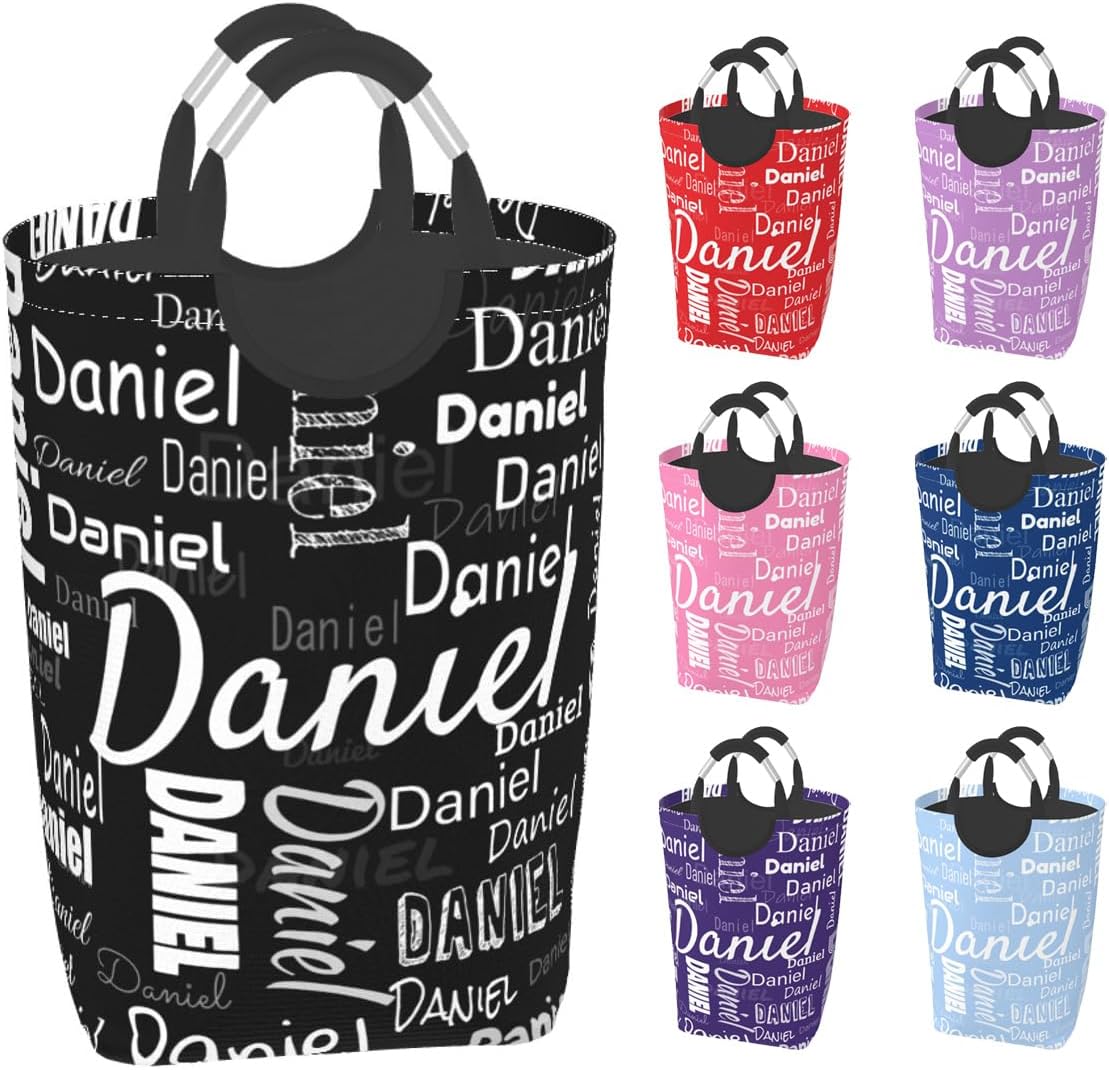 Cesta de lavandería personalizada con nombre, cesta de lavandería plegable, fácil almacenamiento para dormitorio universitario, familia