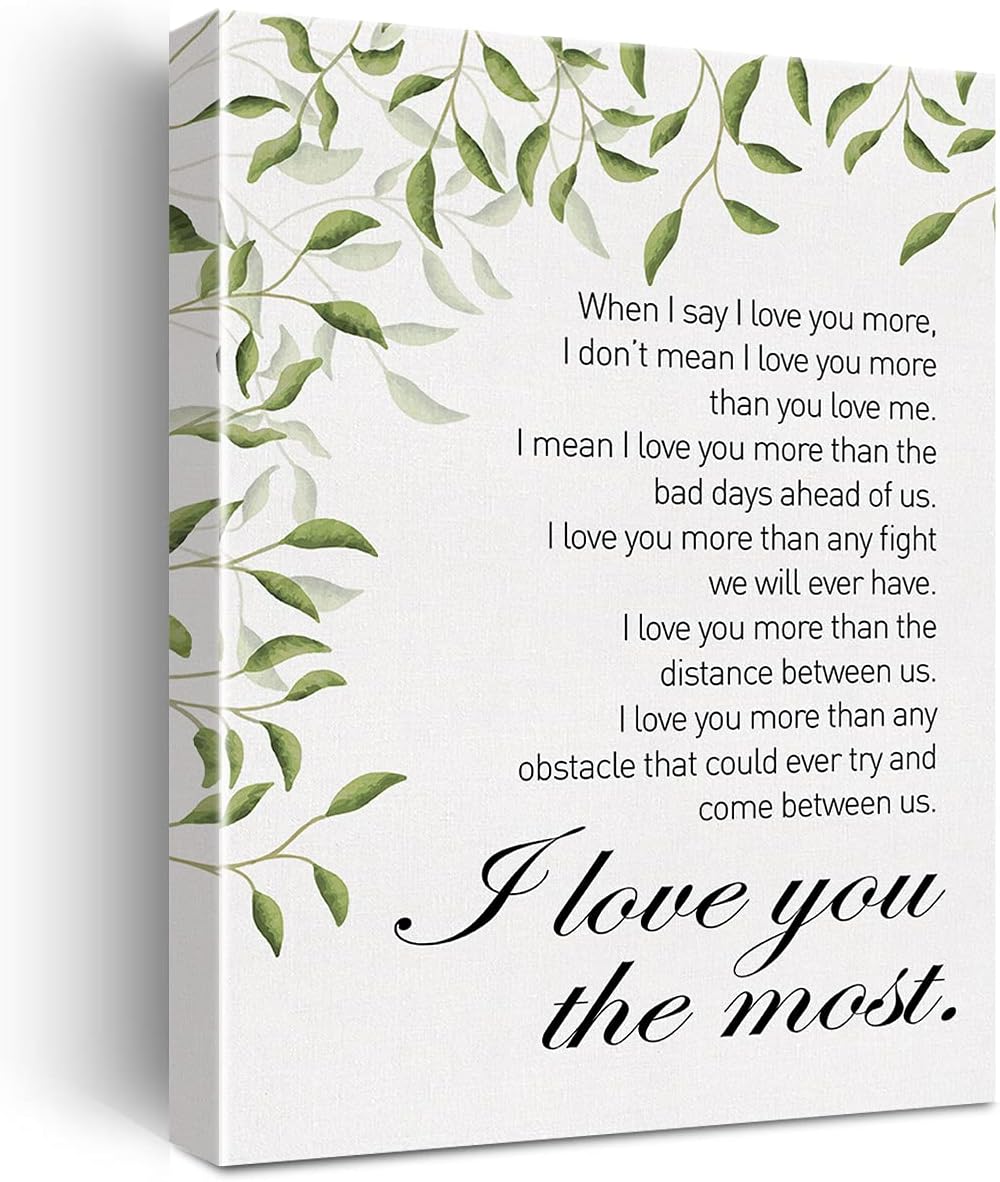 Lienzo decorativo para pared, con texto en inglés When I Say I Love You More, lienzo impreso para boda, matrimonio, pintura, decoración de pared