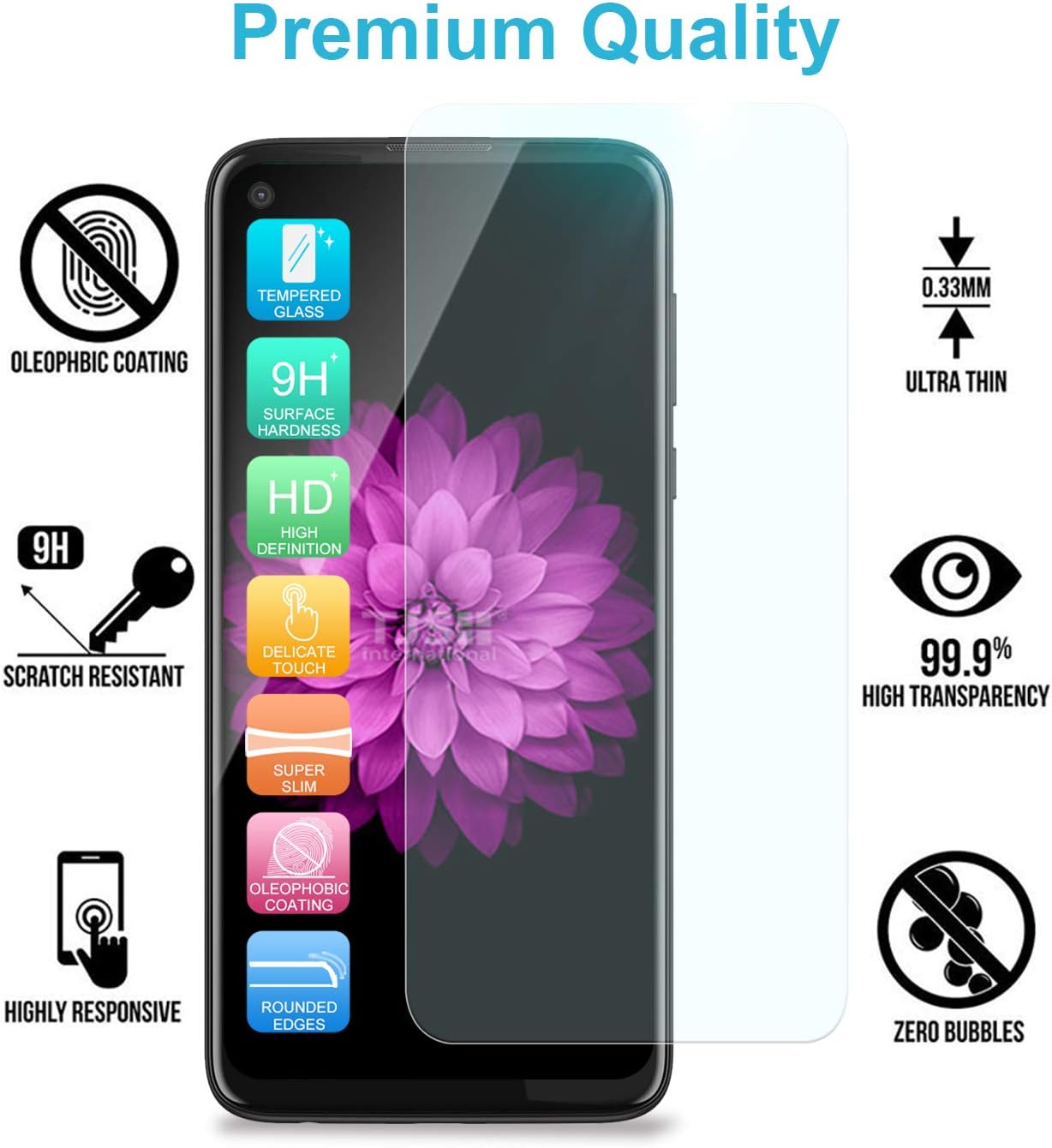 TJS Funda compatible con Motorola Moto G Stylus 2020, con protector de pantalla de vidrio templado, resistente a los impactos, anillo de metal,