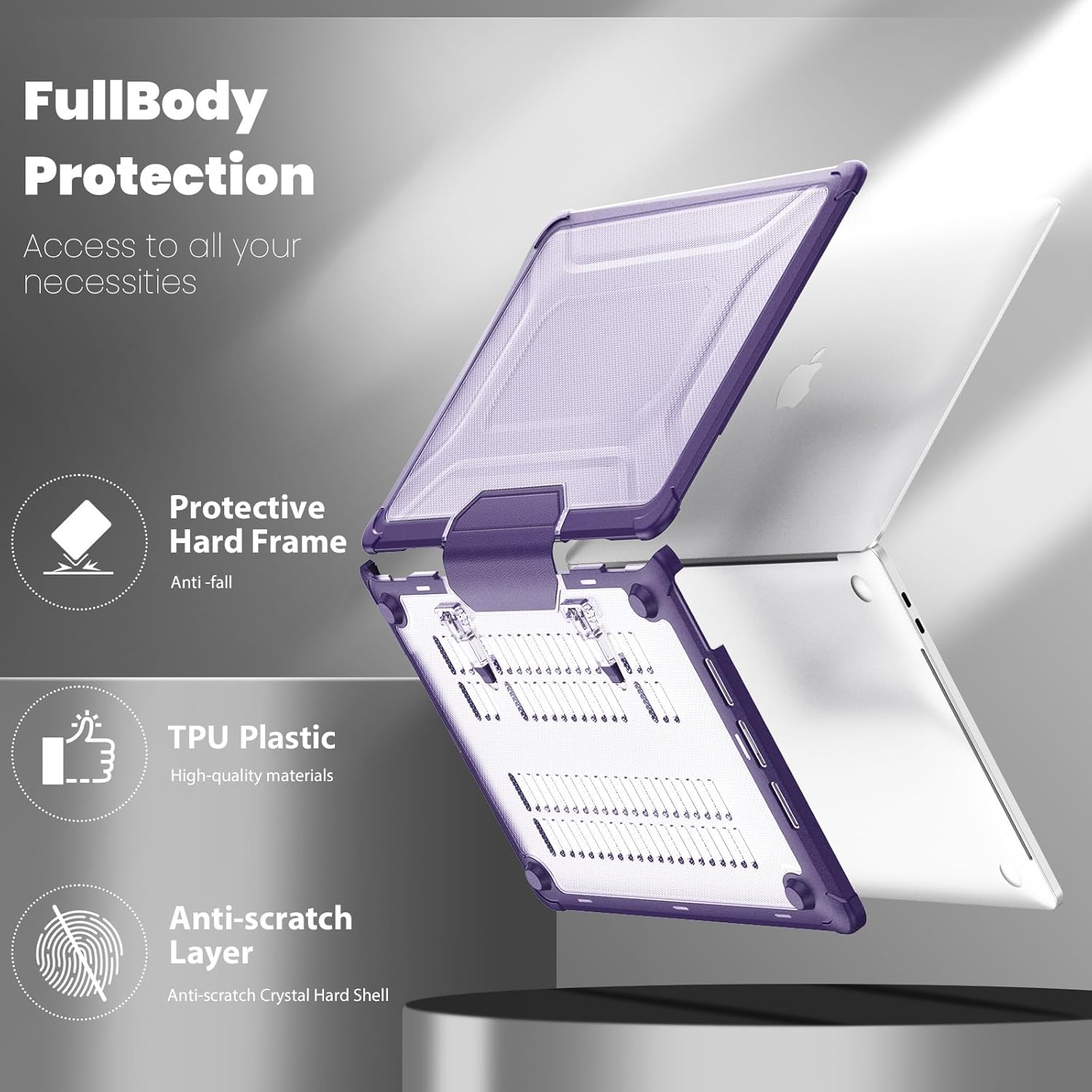 DTangLsm Funda compatible con M3 M2 MacBook Air de 15 pulgadas modelo A3114 A2941 2024 2023 con Touch ID, carcasa rígida resistente con parachoques