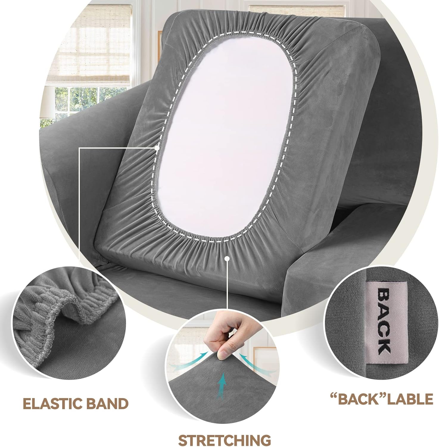 WEERRW Fundas de terciopelo para sofá de 2 cojines, fundas de sofá de felpa de terciopelo de lujo de alta elasticidad, con parte inferior elástica,