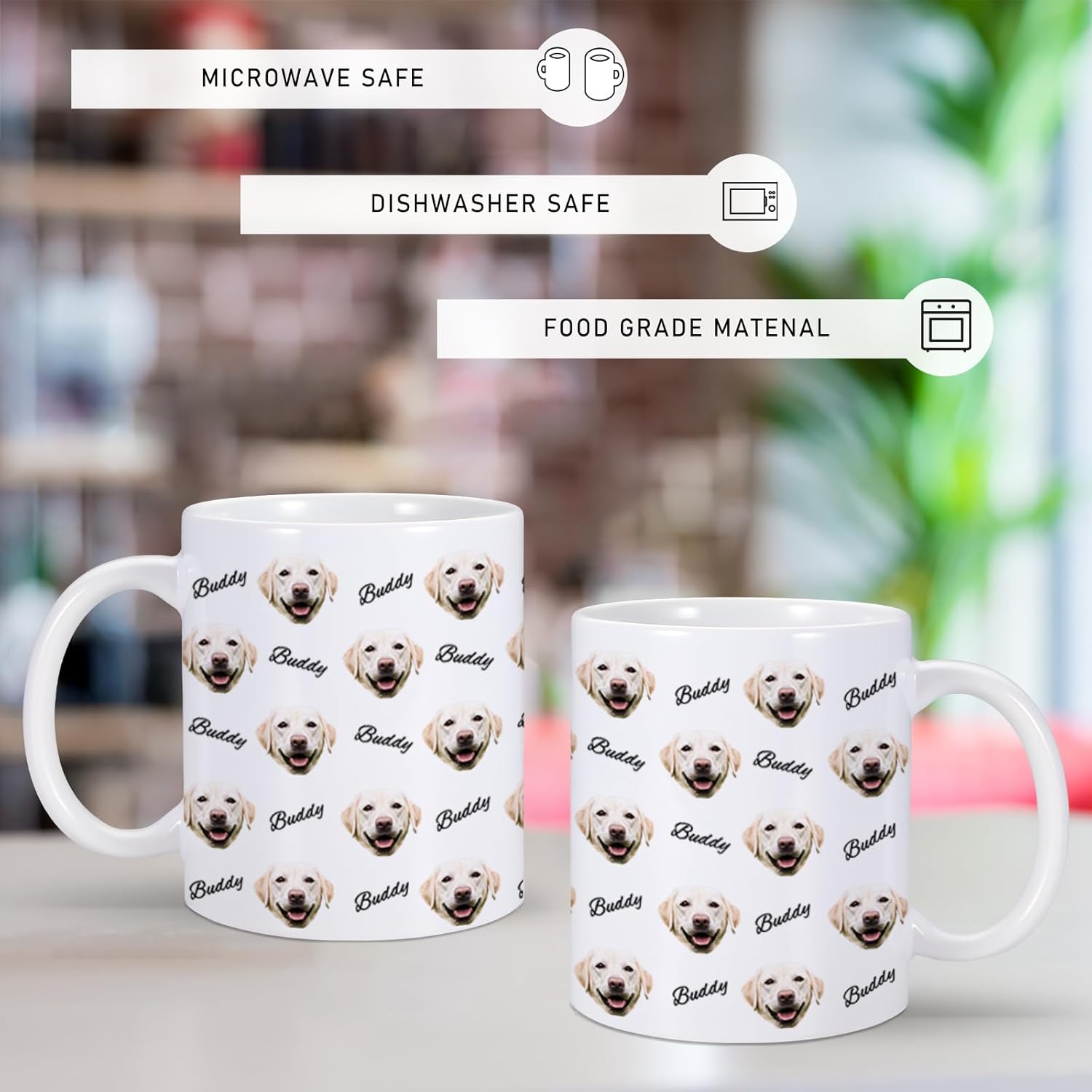 Taza personalizada con nombre de cara de perro, taza de café personalizada, taza de foto de perro personalizada de 11 onzas, regalos para amantes de