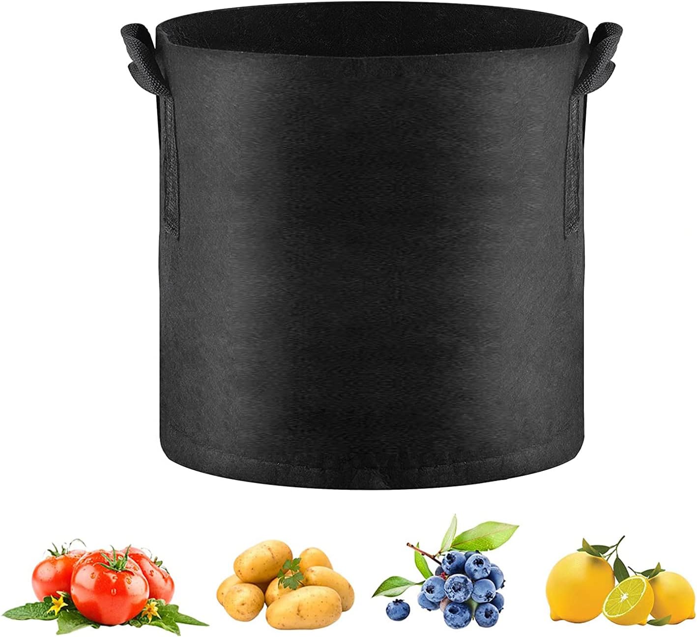 Paquete de 10 bolsas de cultivo de 1 galón con tela no tejida gruesa resistente y asas para plantas y flores, color negro