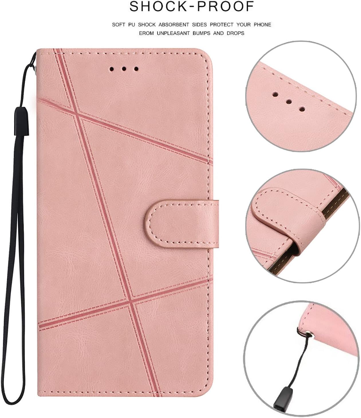 Funda con tapa para iPhone 15  Interior de TPU con soporte de visualización y ranuras para tarjetas  Funda de piel con cartera para teléfono con