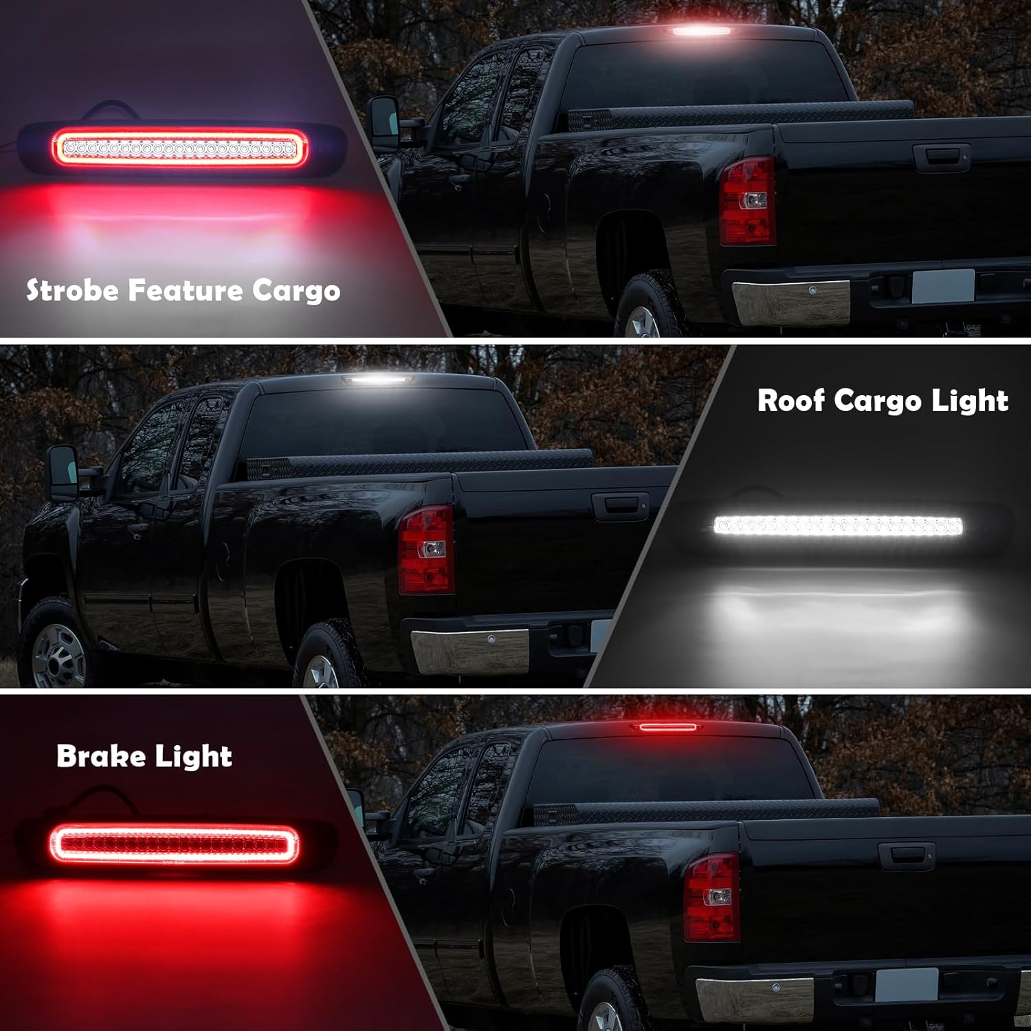 Tercera luz de freno LED compatible con Silverado Sierra 2007-2013 1500 2500 3500 1500HD 2500HD 3500HD 3 luz de freno, luz de freno central trasera,