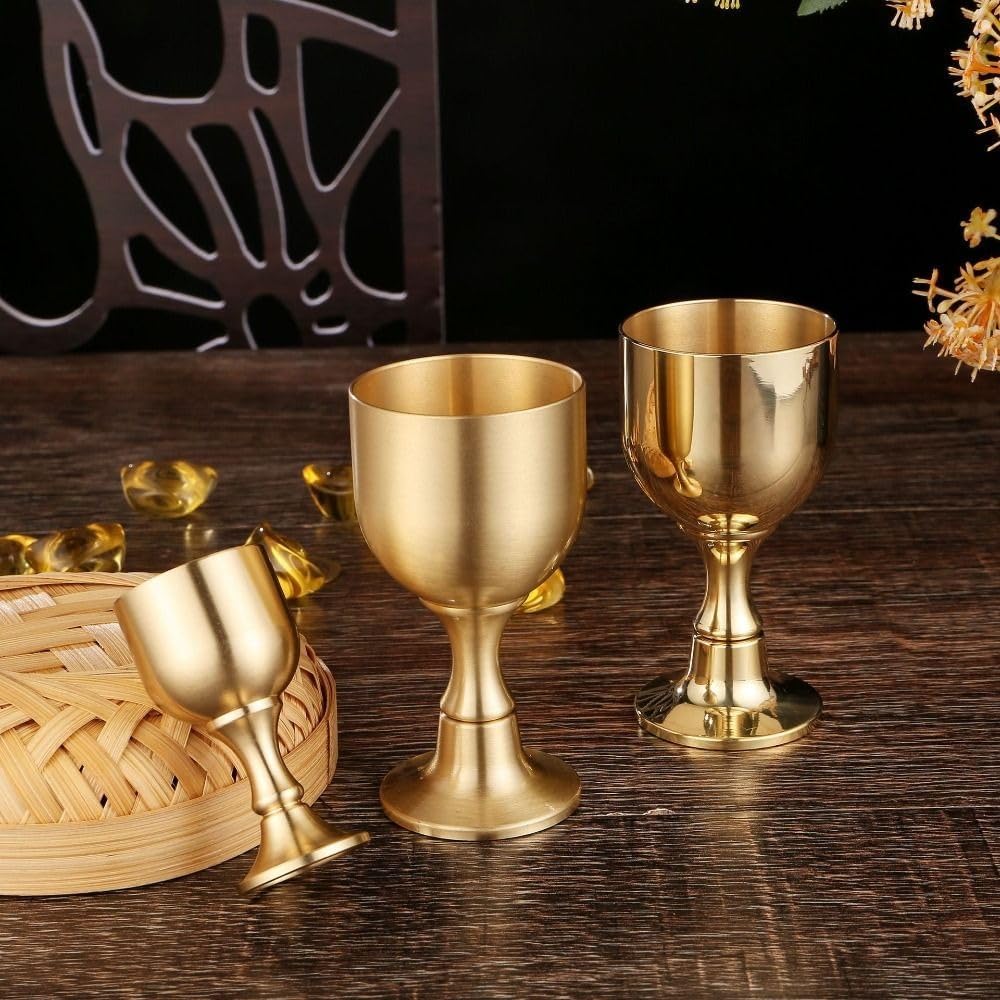 Copa de cáliz de latón, copa de vino, vasos de latón, vaso de licor de metal para copa de iglesia, ritual de cáliz, fiesta, accesorios para el hogar