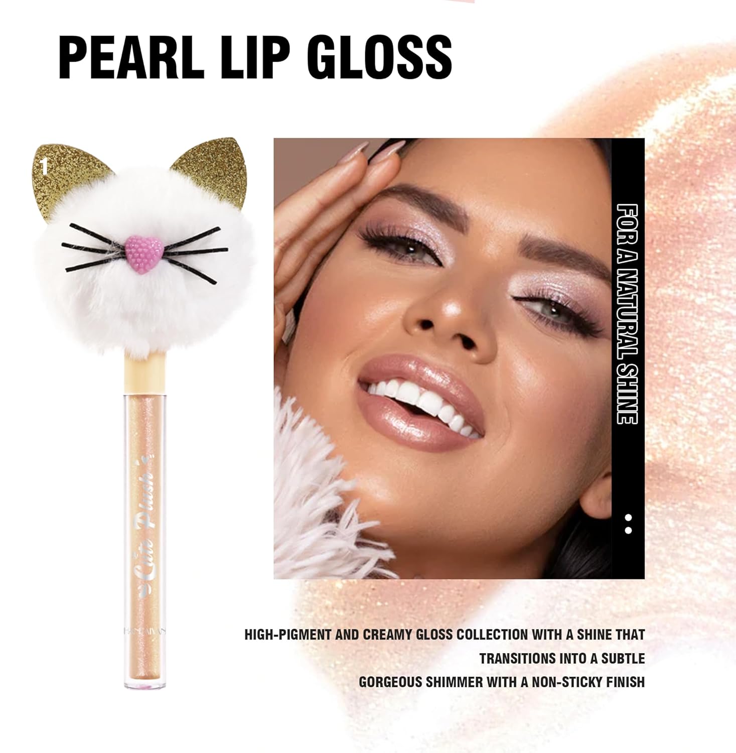 Brillo labial brillante, brillo labial líquido nacarado de alto brillo, acabado brillante con purpurina, impermeable, de larga duración, lindos