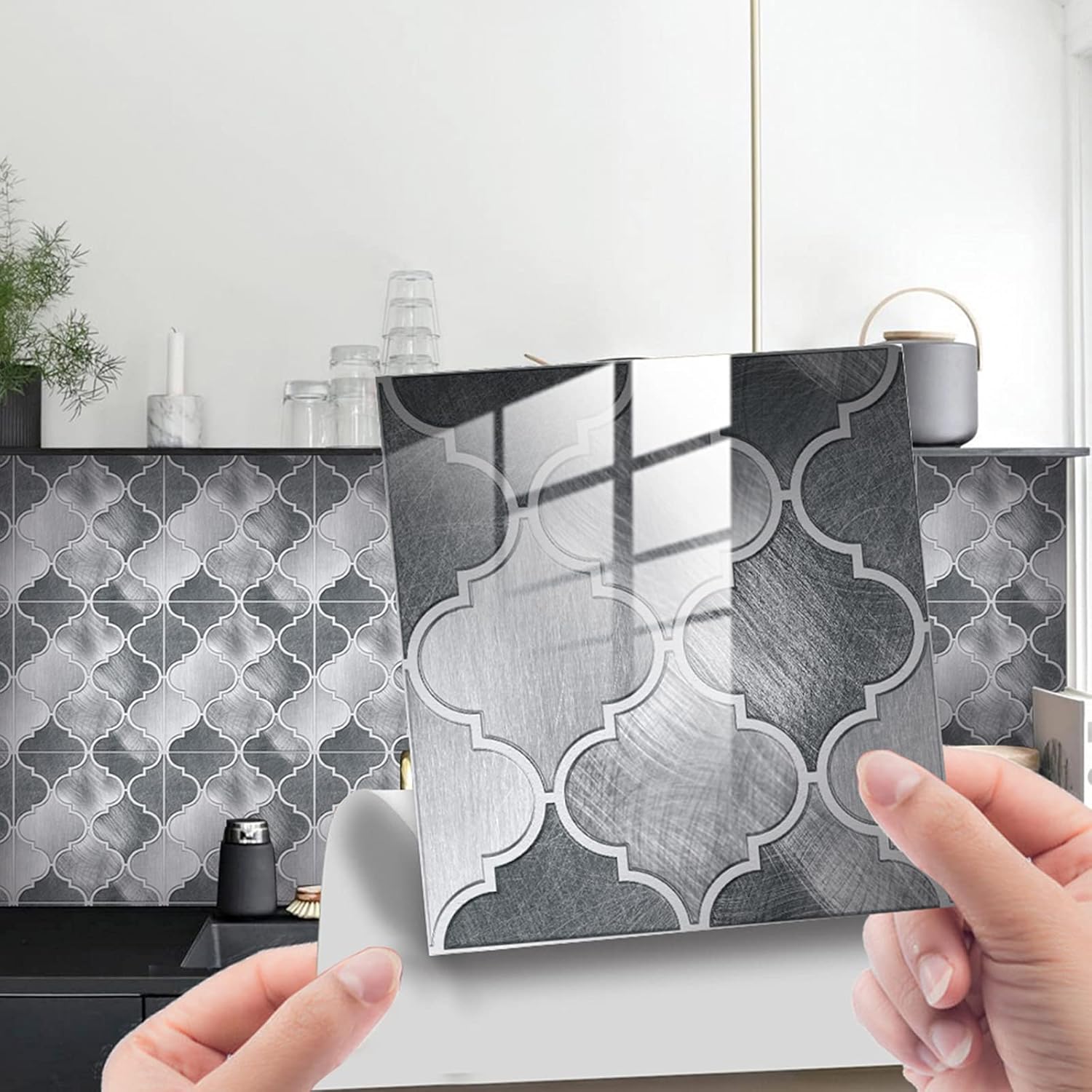 DIDOART 24 calcomanías de azulejos gruesos para despegar y pegar, impermeables, cuadradas, autoadhesivas, a prueba de aceite, 6 x 6 pulgadas, con
