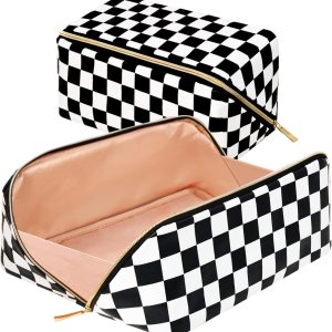 rlokosfb Bolsa de maquillaje portátil que se abre plana para un fácil acceso, bolsa de cosméticos impermeable, bolsa de aseo personal, accesorios de rlokosfb Bolsa de maquillaje portátil que se abre plana para un fácil acceso, bolsa de cosméticos impermeable, bolsa de aseo personal, accesorios de