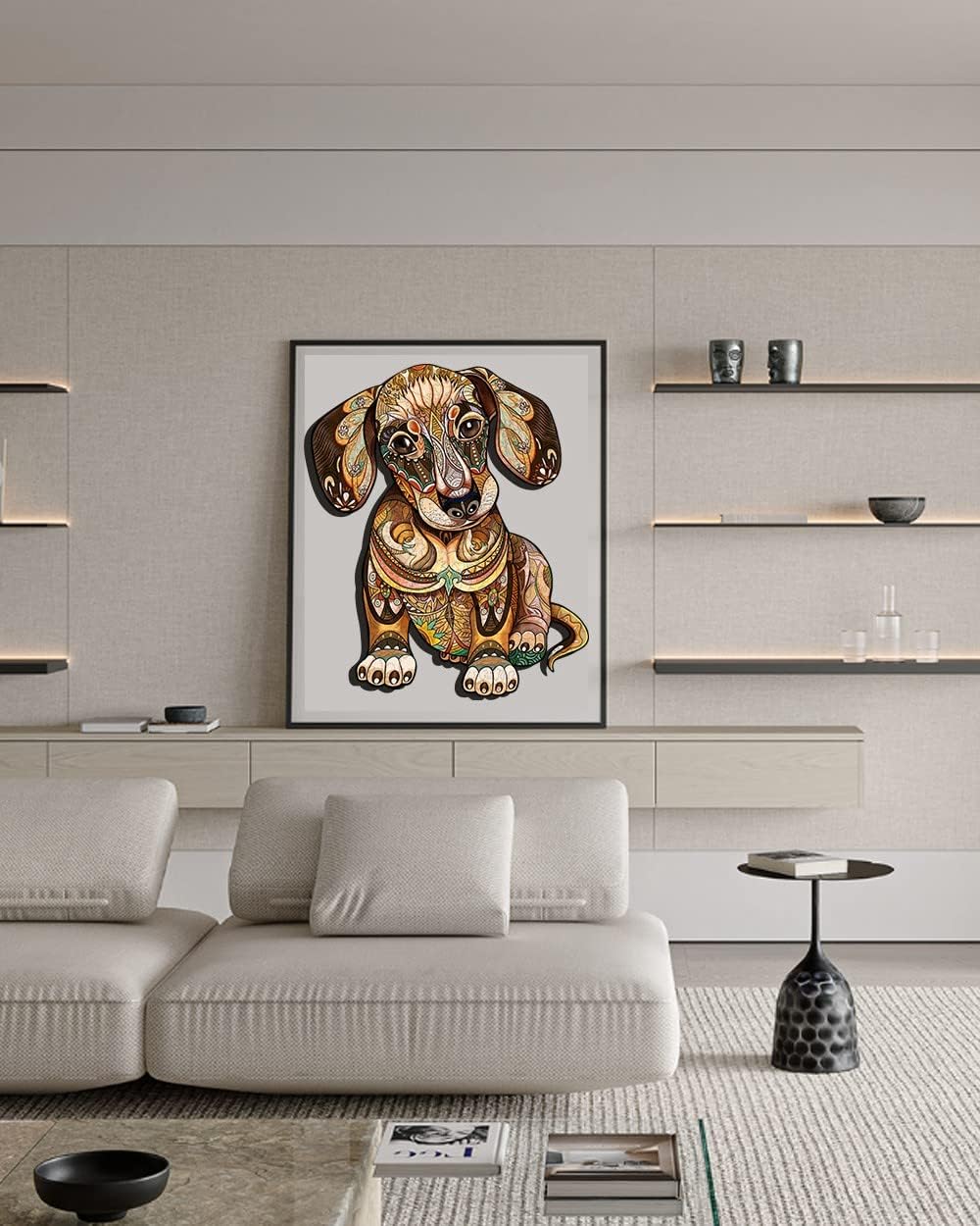 Funnli Rompecabezas de madera para adultos  300 piezas de perro salchicha  Rompecabezas de madera de 15.7 x 13.1 pulgadas con caja, colección de