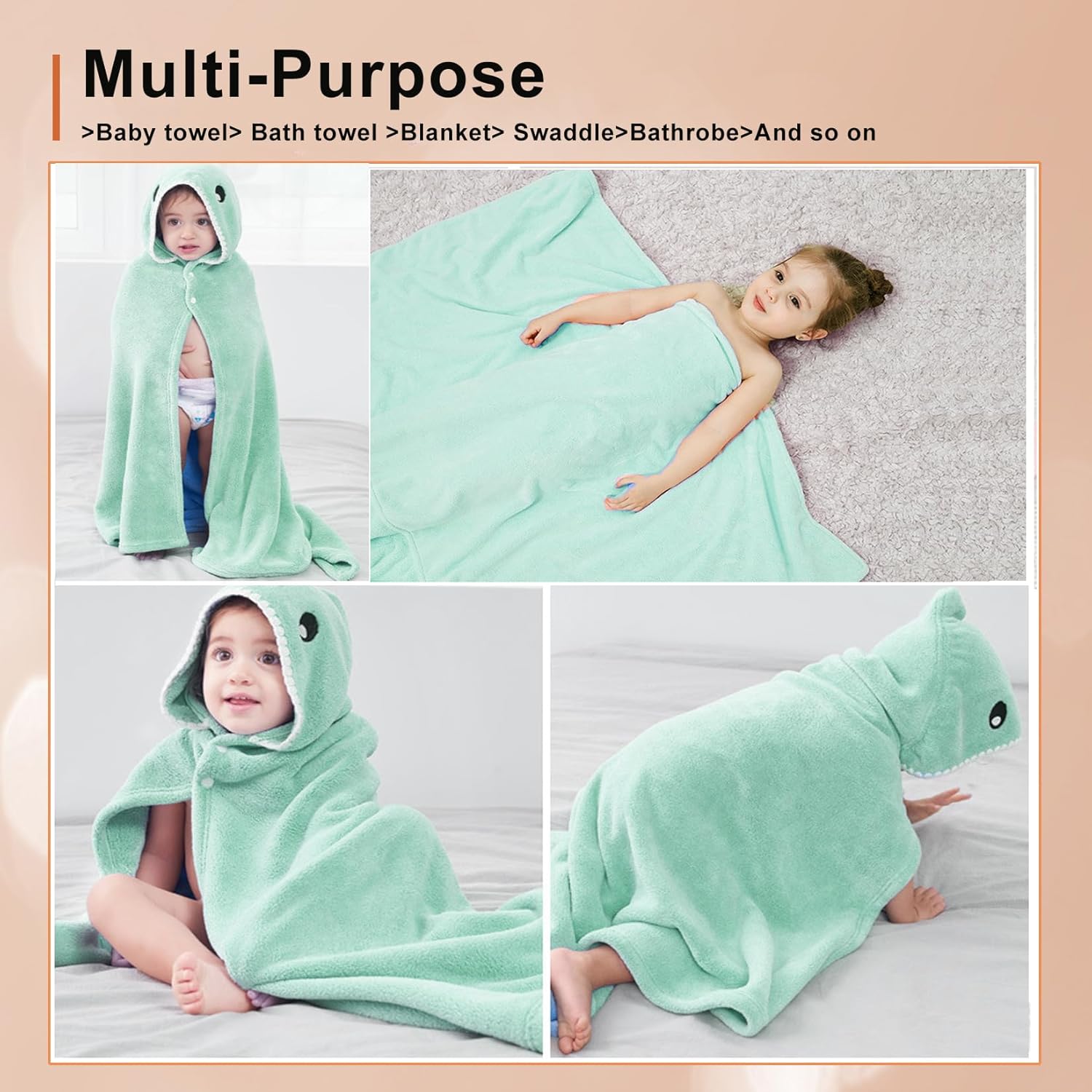 Toalla de baño para bebé con capucha, bata de baño absorbente para niños pequeños, mantas suaves para recién nacidos, toalla de baño grande para