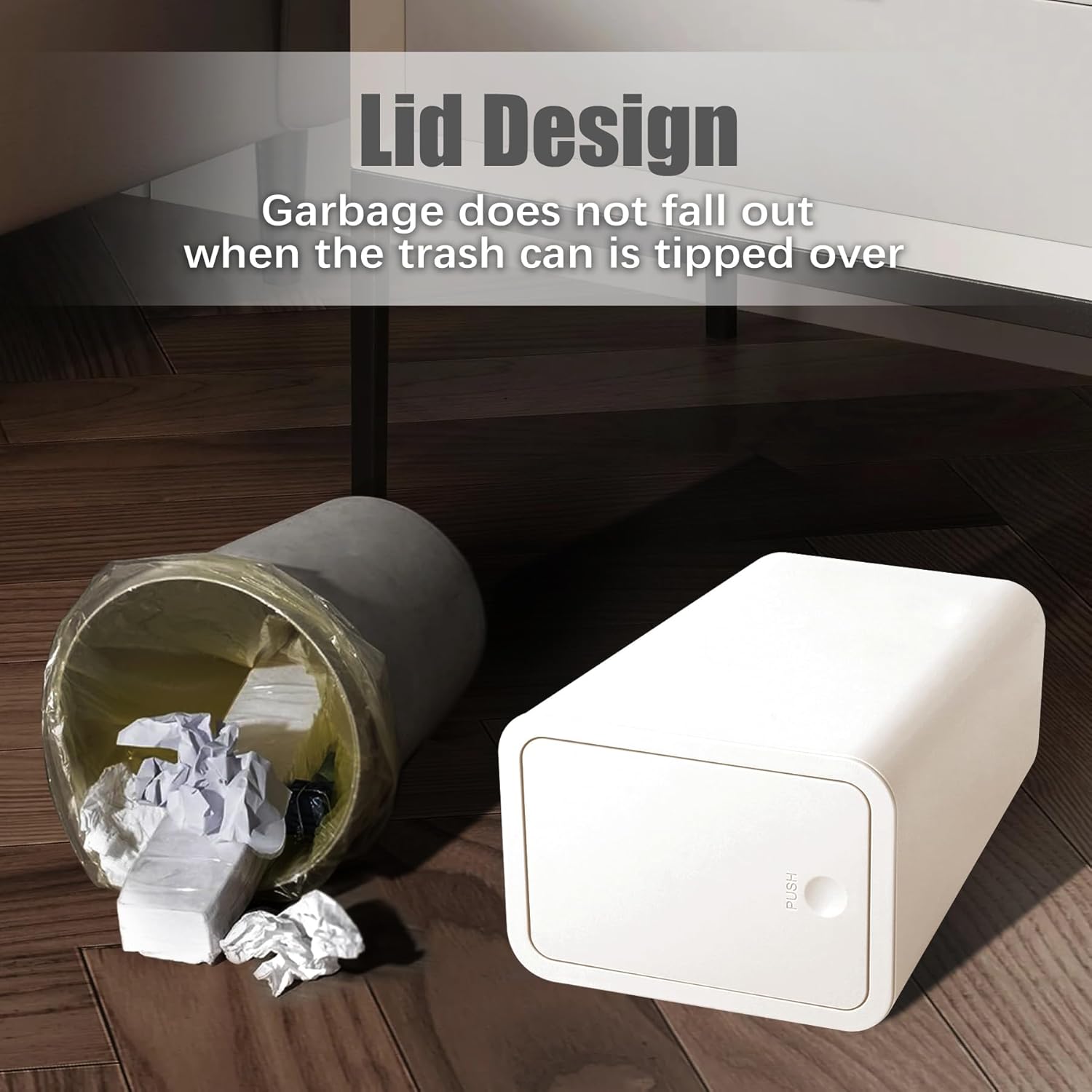 Basurero de baño con tapa, cubo de basura delgado de 10 litros2.6 galones, cesta de basura pequeña con tapa desplegable para cocina, dormitorio,