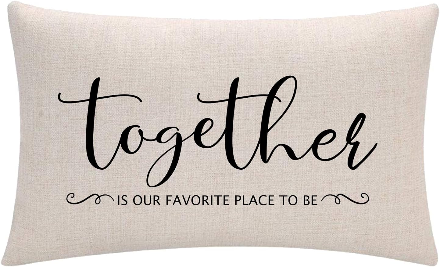 Home Quotes Fundas de almohada decorativas de madera Together is Our Favorite Place to Be”, funda de almohada de granja de 12 x 20 pulgadas,