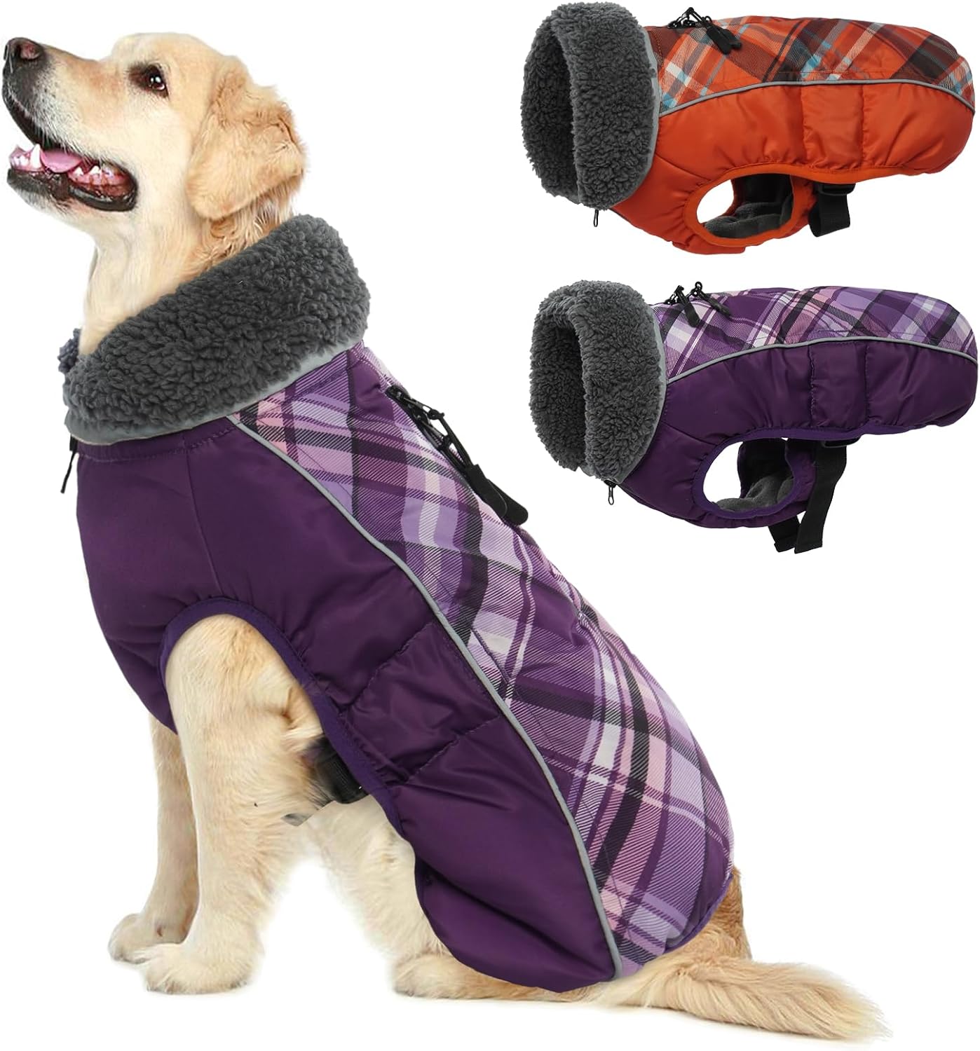 QBLEEV Abrigo de invierno para perro, abrigo cálido para perro, chaqueta reflectante para perros grandes, abrigo para clima frío, chaqueta