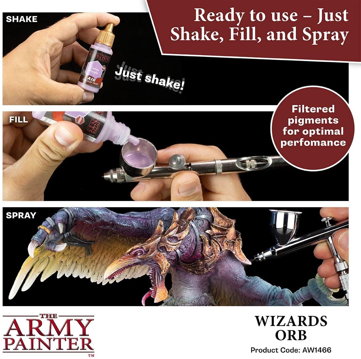 The Army Painter Warpaint Air Wizards Orb – Pintura acrílica no tóxica a base de agua muy pigmentada para juegos de rol de mesa, juegos de mesa y
