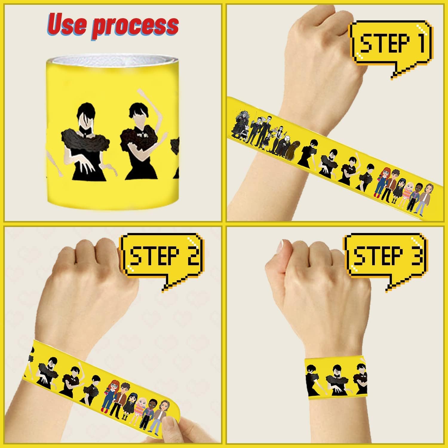 Pulseras de miércoles para niños y niñas, regalos de fiesta, suministros de decoración para fiesta de cumpleaños, bolsas de regalo, escuela, aula,