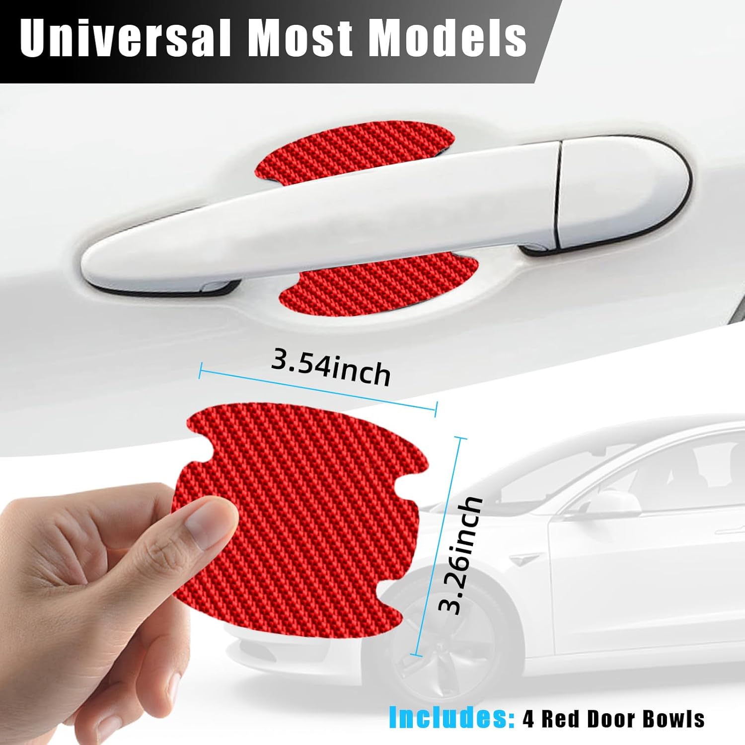 Adhesivo para manija de puerta de automóvil, 4 piezas de películas protectoras de fibra de carbono para puerta de automóvil, impermeable,