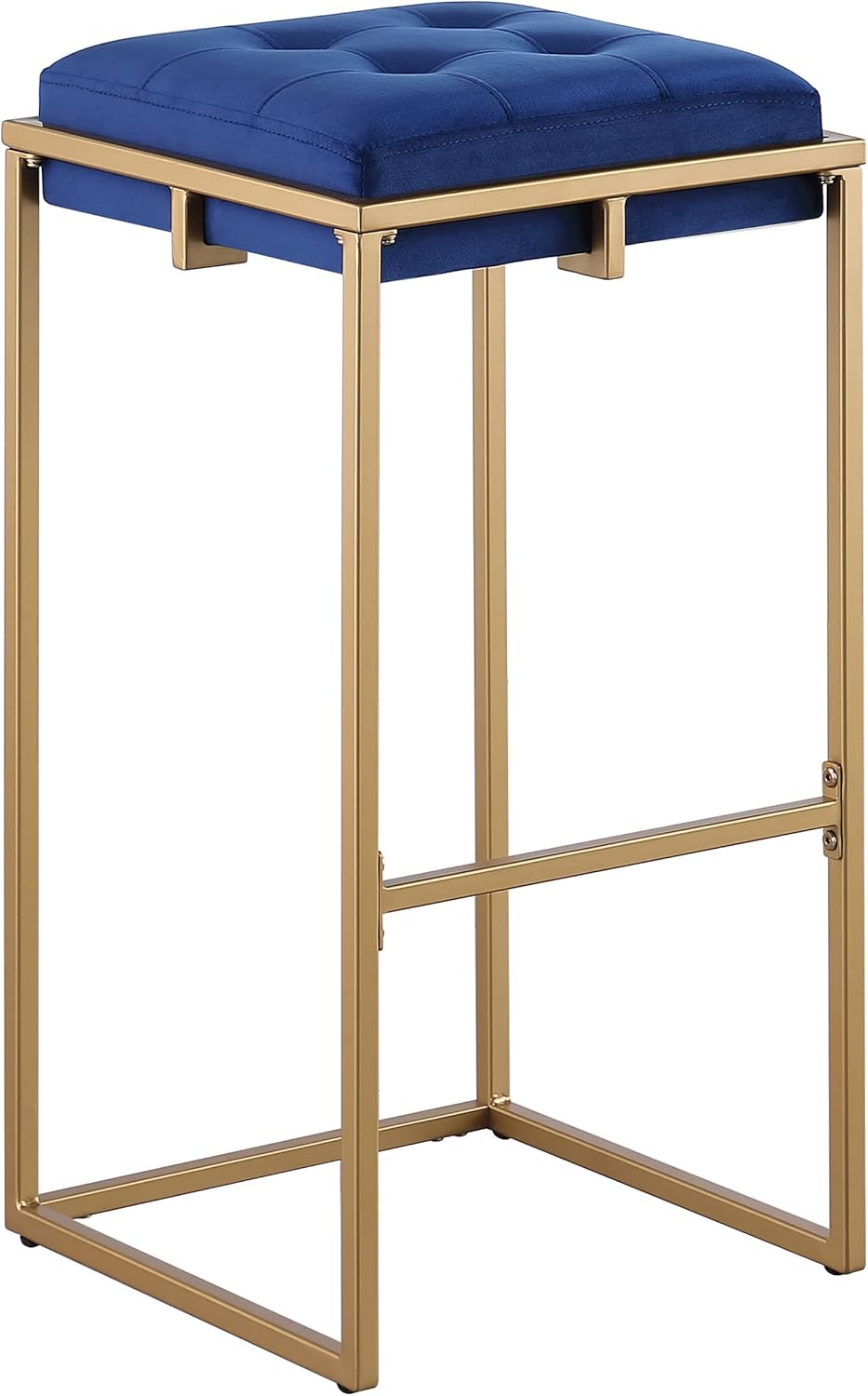 Coaster Home Furnishings Nadia – Taburete cuadrado acolchado (2 unidades), color azul y dorado