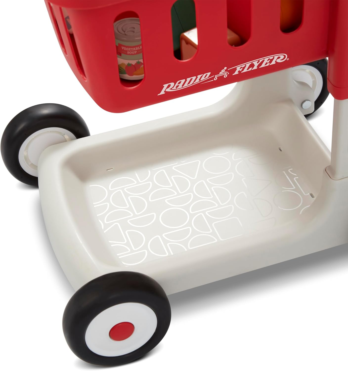 Radio Flyer Escanea y clasifica el carrito de compras con luces y sonidos, andador de bebé con ruedas, carrito de compras rojo para niños a partir