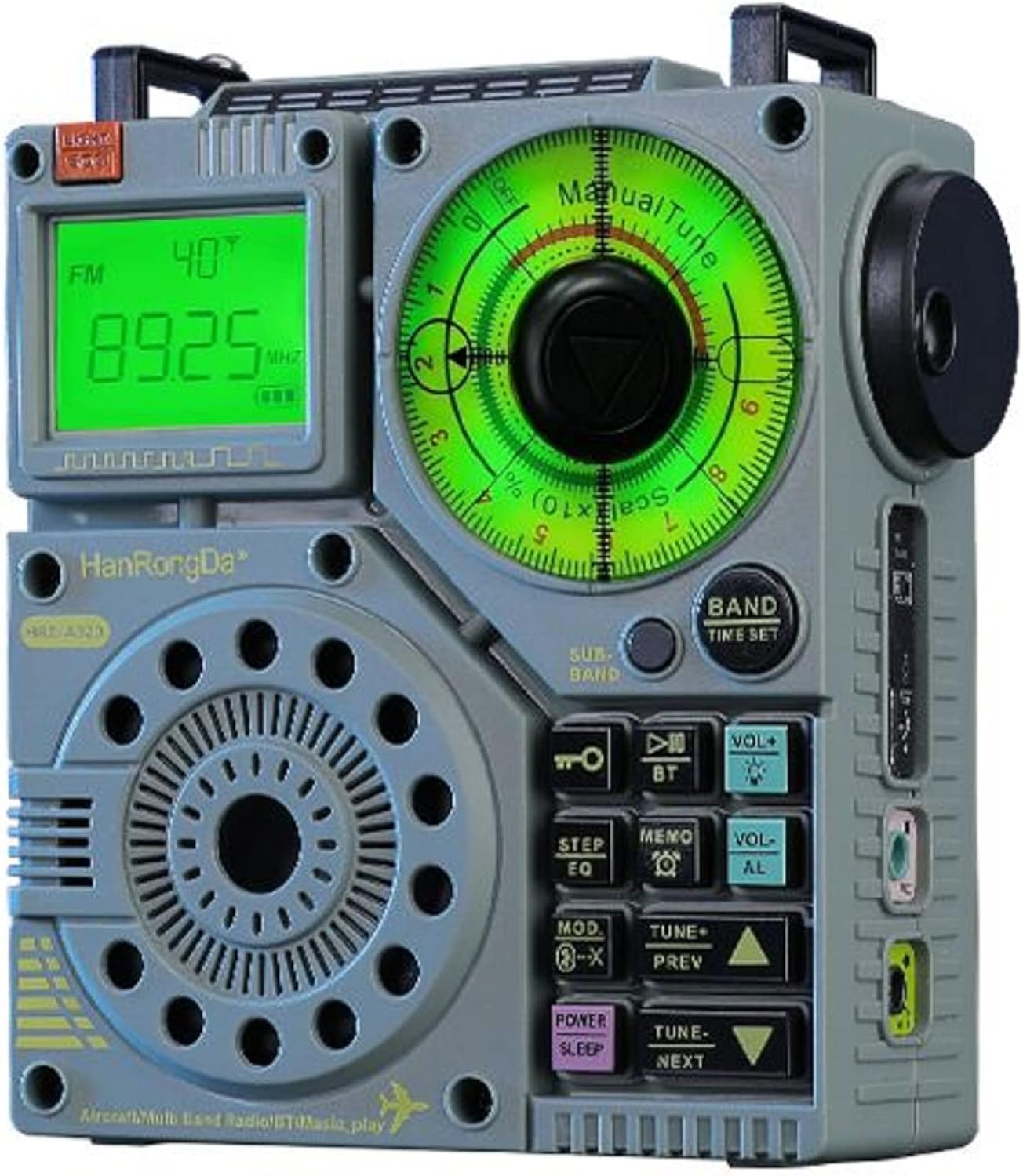 Radio AIRE, FM AM WB Receptor VHF de onda corta con alertas NOAA y temporizador de sueño, altavoz Bluetooth compatible con tarjeta microSD, radios