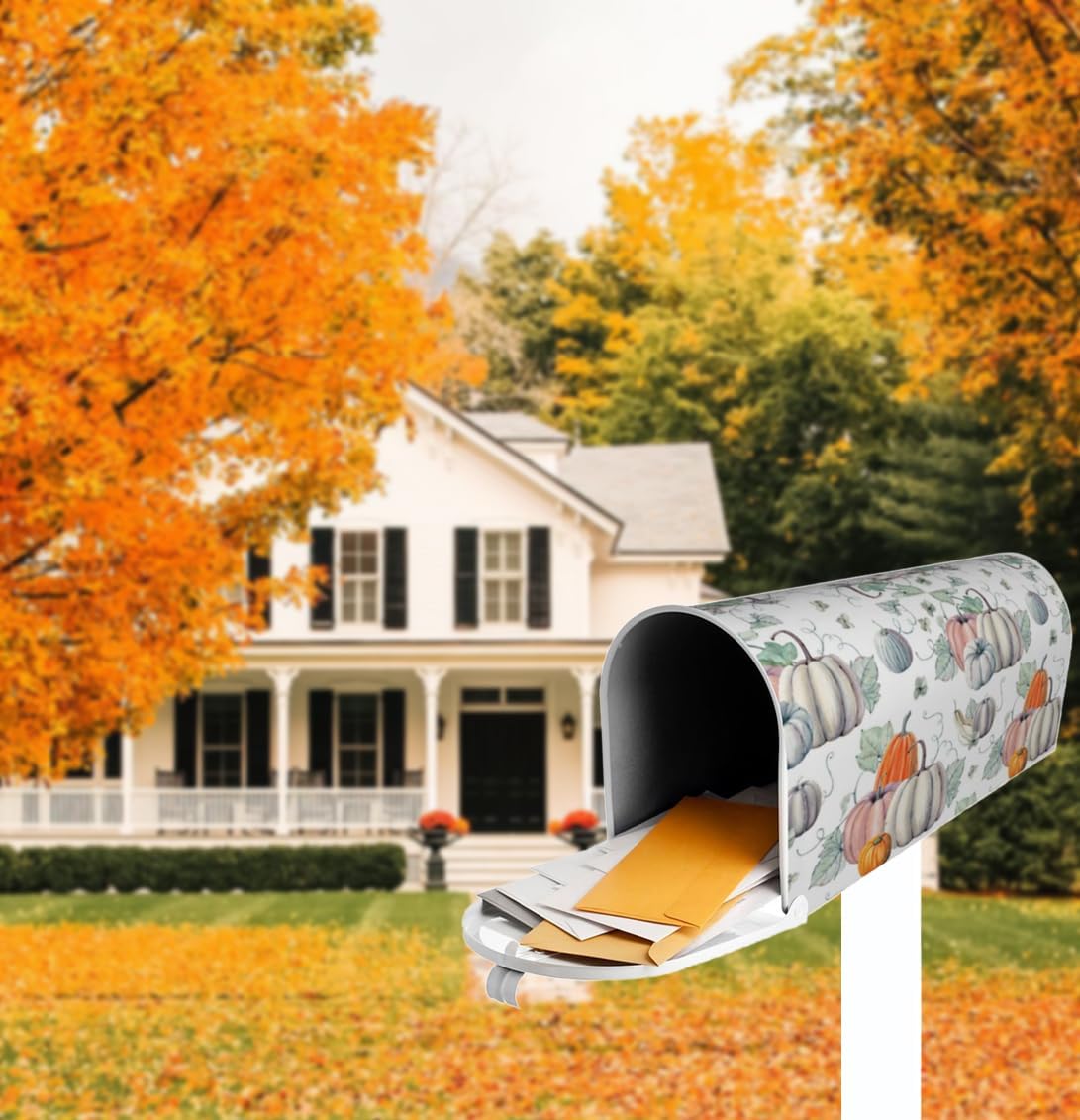Fundas magnéticas para buzón de otoño, tamaño estándar de 18 x 21 pulgadas, diseño de calabazas de acuarela de temporada, para decoración de