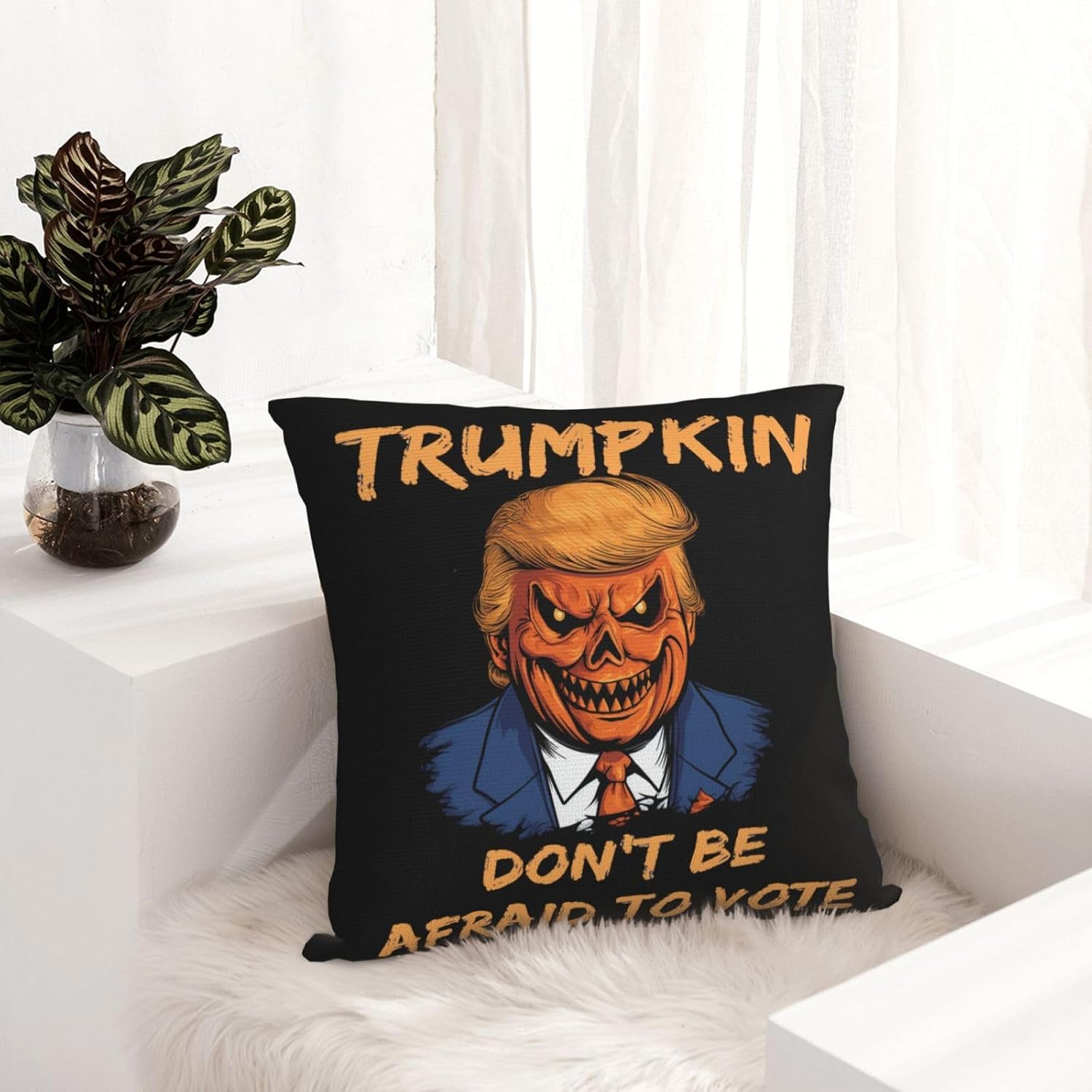 Zombie Donald Trump – Divertida funda de almohada de Halloween para Halloween, diseño de Donald Trump (4) funda de almohada de doble cara de 18 x 18