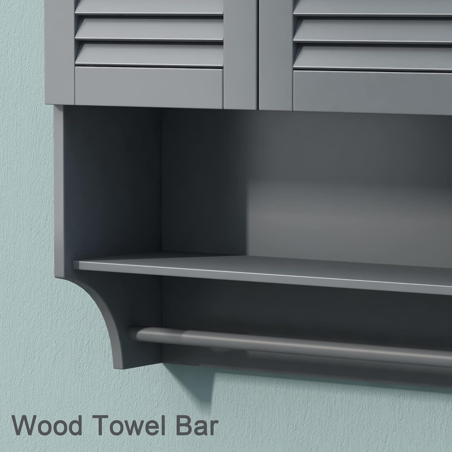 ChooChoo Armario de pared de baño con barra de toallas, 23.6 pulgadas de largo x 8.9 pulgadas de ancho x 29.3 pulgadas de alto, gabinete de medicina