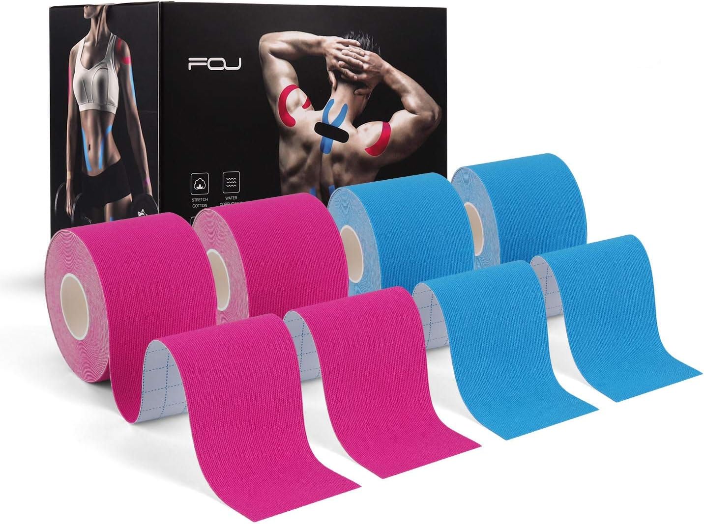 Cinta de kinesiología (4 unidades) Cinta atlética de 16.4 pies resistente al agua cinética sin cortar cinta deportiva para rodillas, tobillos,