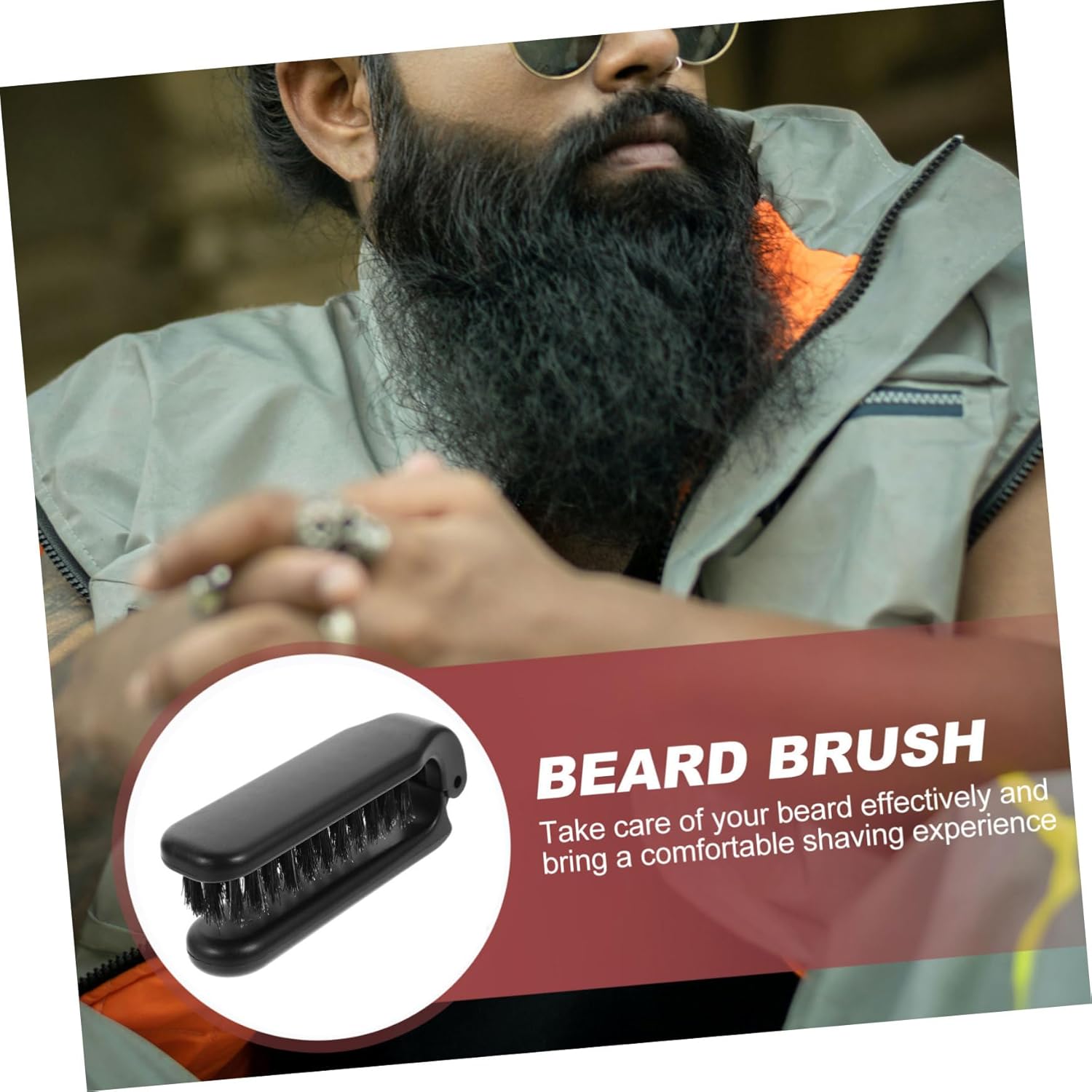 FOMIYES Cepillo plegable para barba, cepillo de pelo de bolsillo, cepillo de limpieza para barba, cepillo de aseo de barba plegable para cabello,