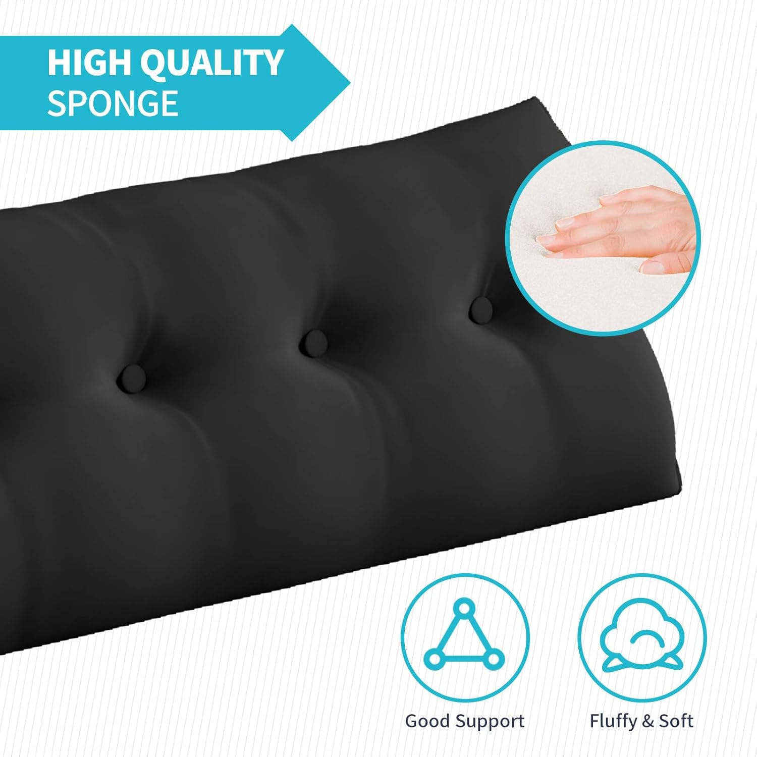 CECER Almohada de cabecera de cama matrimonial, almohada triangular grande para lectura con dos bolsillos laterales, cojín largo de cuña para cama o