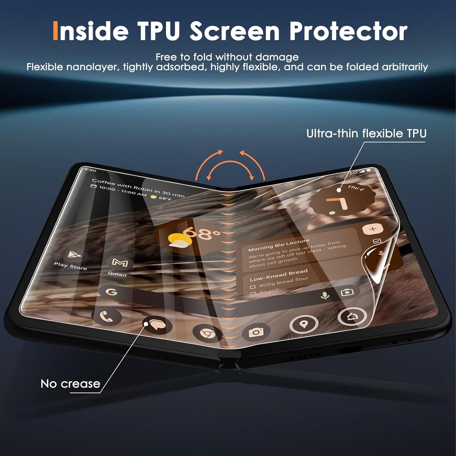 Paquete de 6 protectores de pantalla para Google Pixel Fold 5G, protector de pantalla frontal de vidrio templado + protector de pantalla interior de