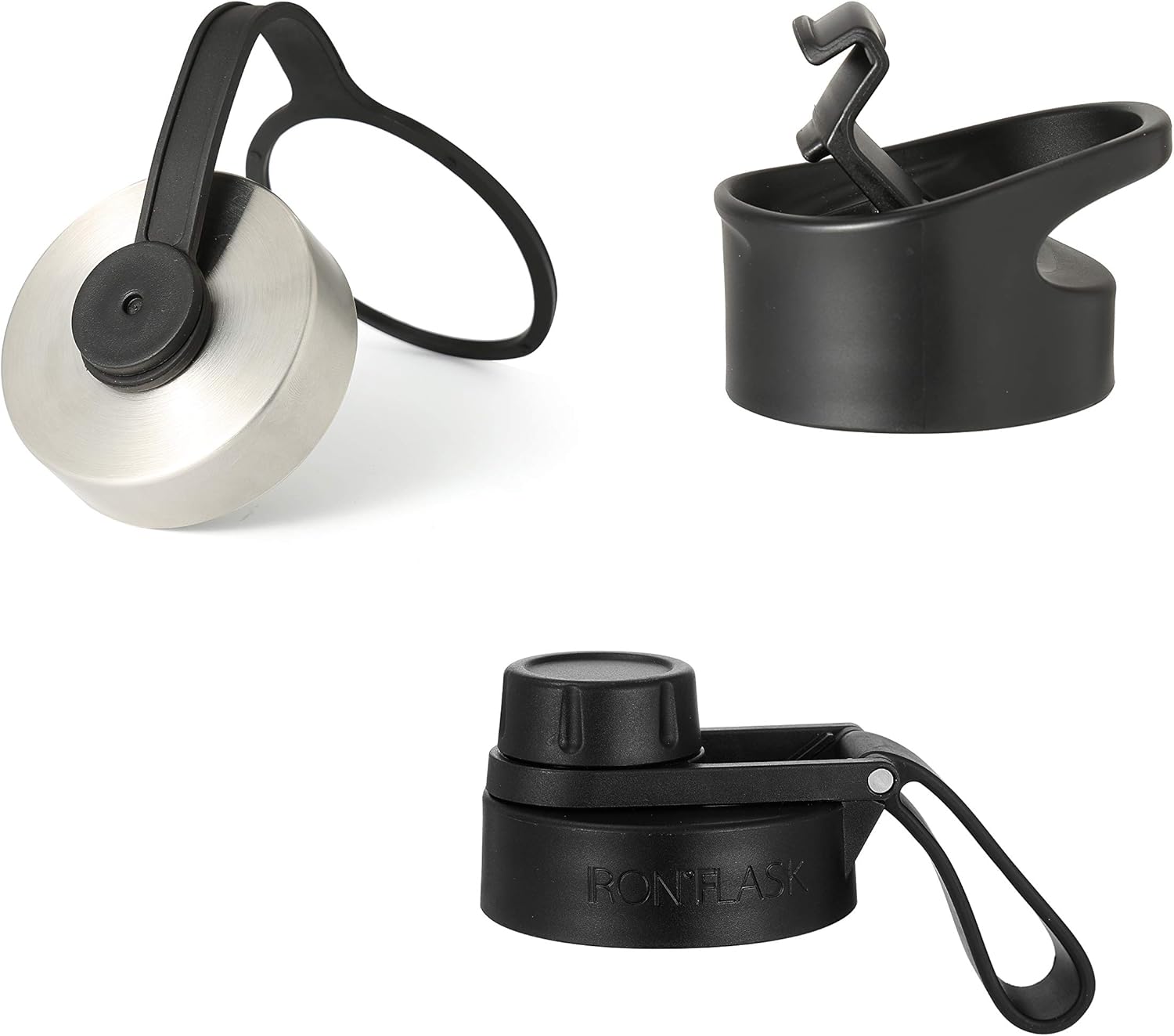 IRON FLASK – Botella deportiva para agua de 32 oz, 3 tapas (tapa de boquilla), a prueba de fugas, acero inoxidable aislado al vacío, doble pared,