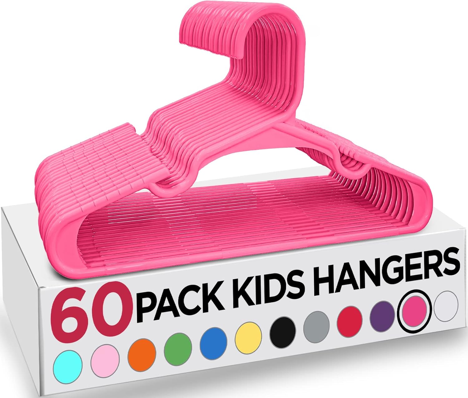 Utopia Home Paquete de 60 perchas para niños, perchas de plástico de 11.5 pulgadas para armario, perchas para ropa y perchas infantiles para