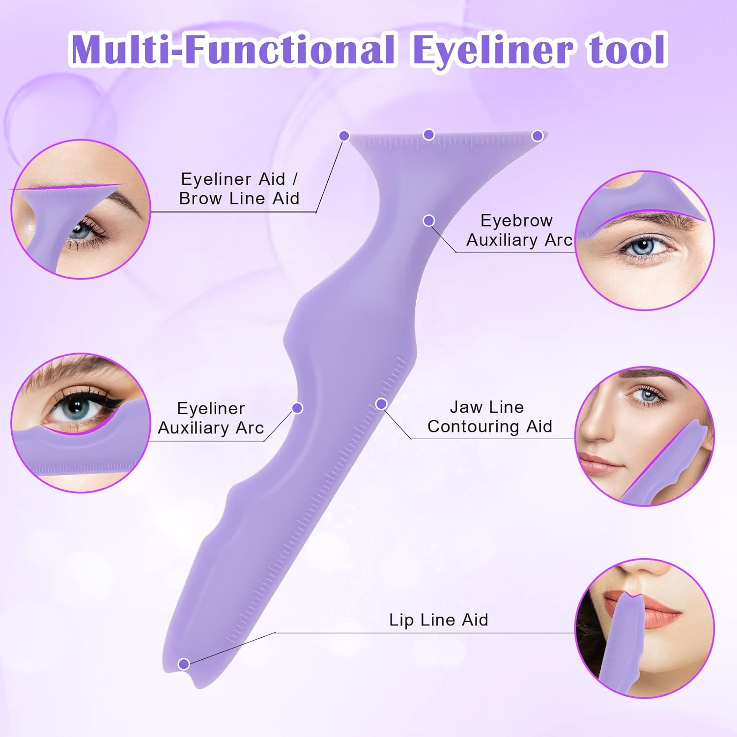 Catcan Plantillas delineador de ojos 5 en 1 para ojos, herramienta multifuncional delineador de ojos, herramienta reutilizable de silicona para
